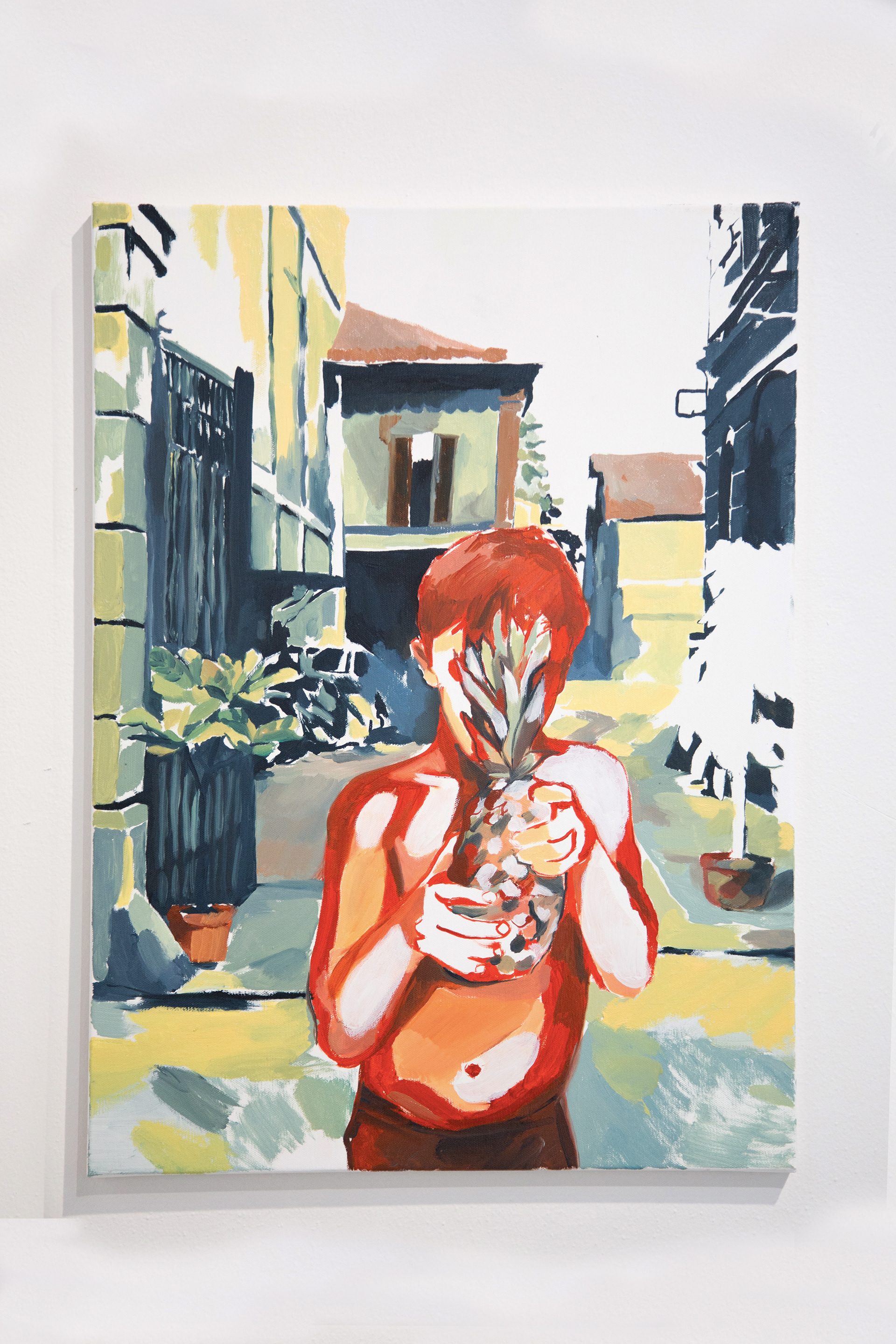 boy with pineapple, oil on canvas, 50x70 cm