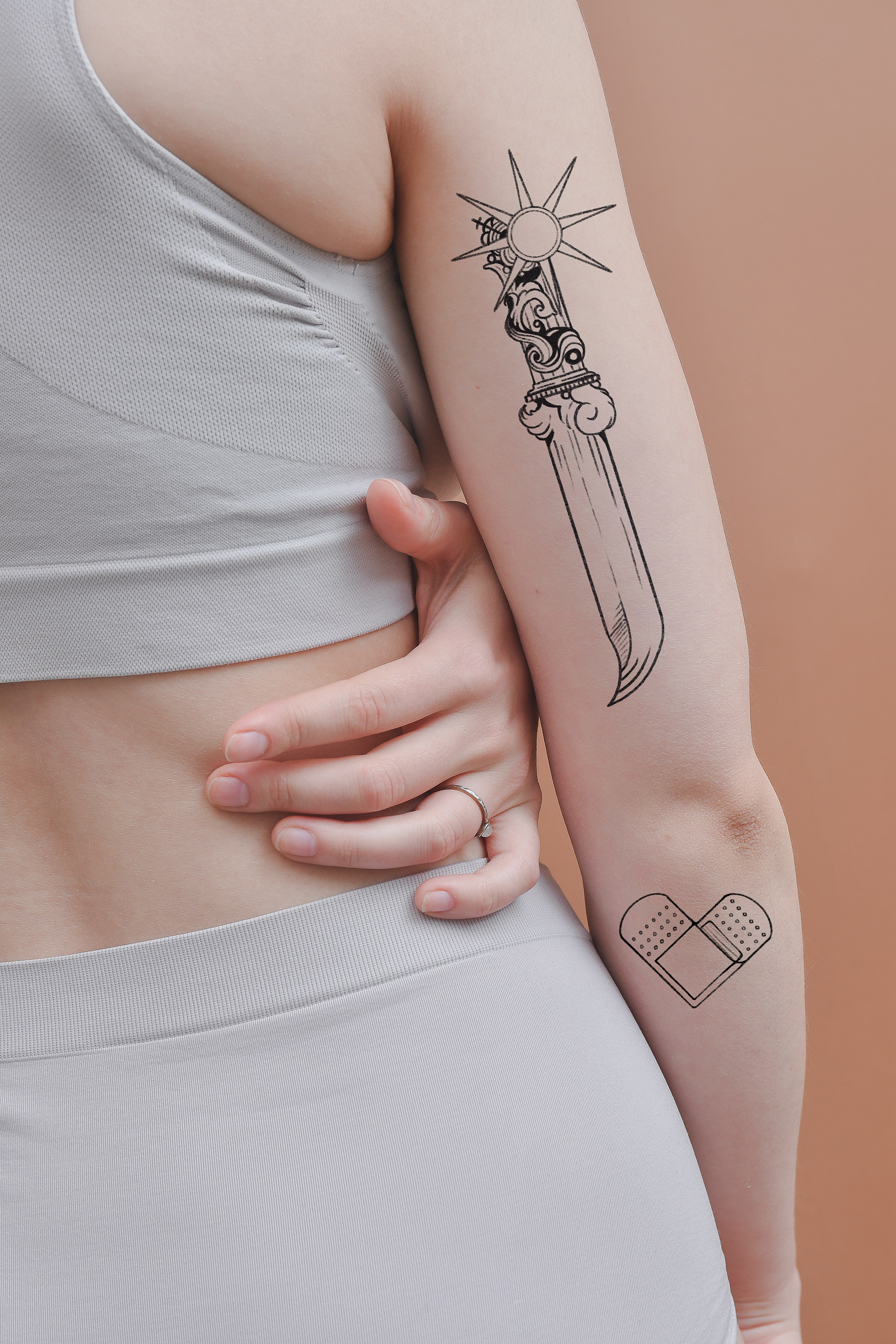 Sun knife Tattoo Illustration (mockup)