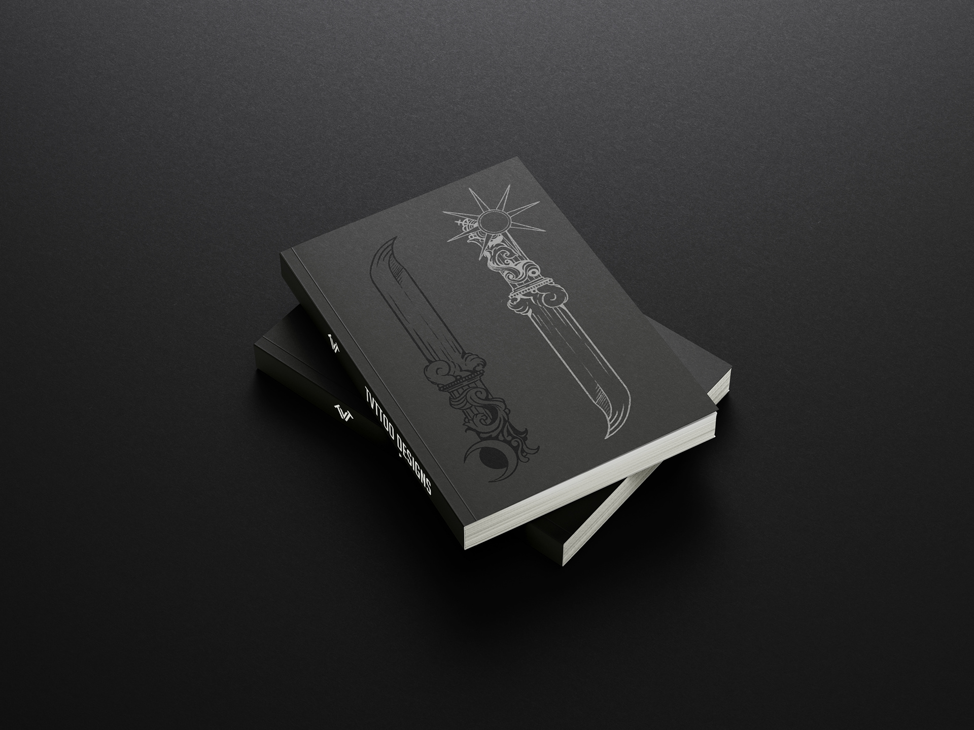 Sun and Moon Knife Illustration on Book