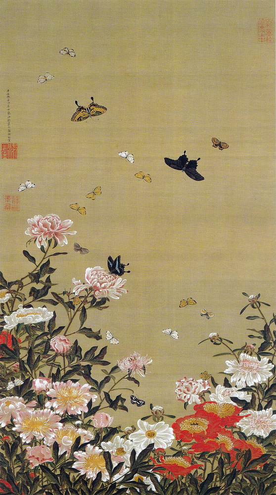 Herbaceous peonies and butterflies (Colorful Realm of Living Beings)