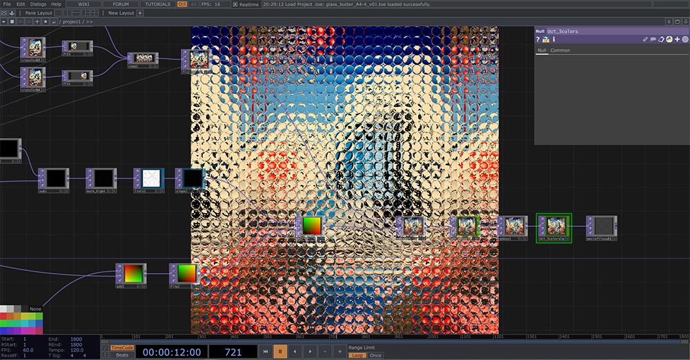 TouchDesigner (node based visual coding software)