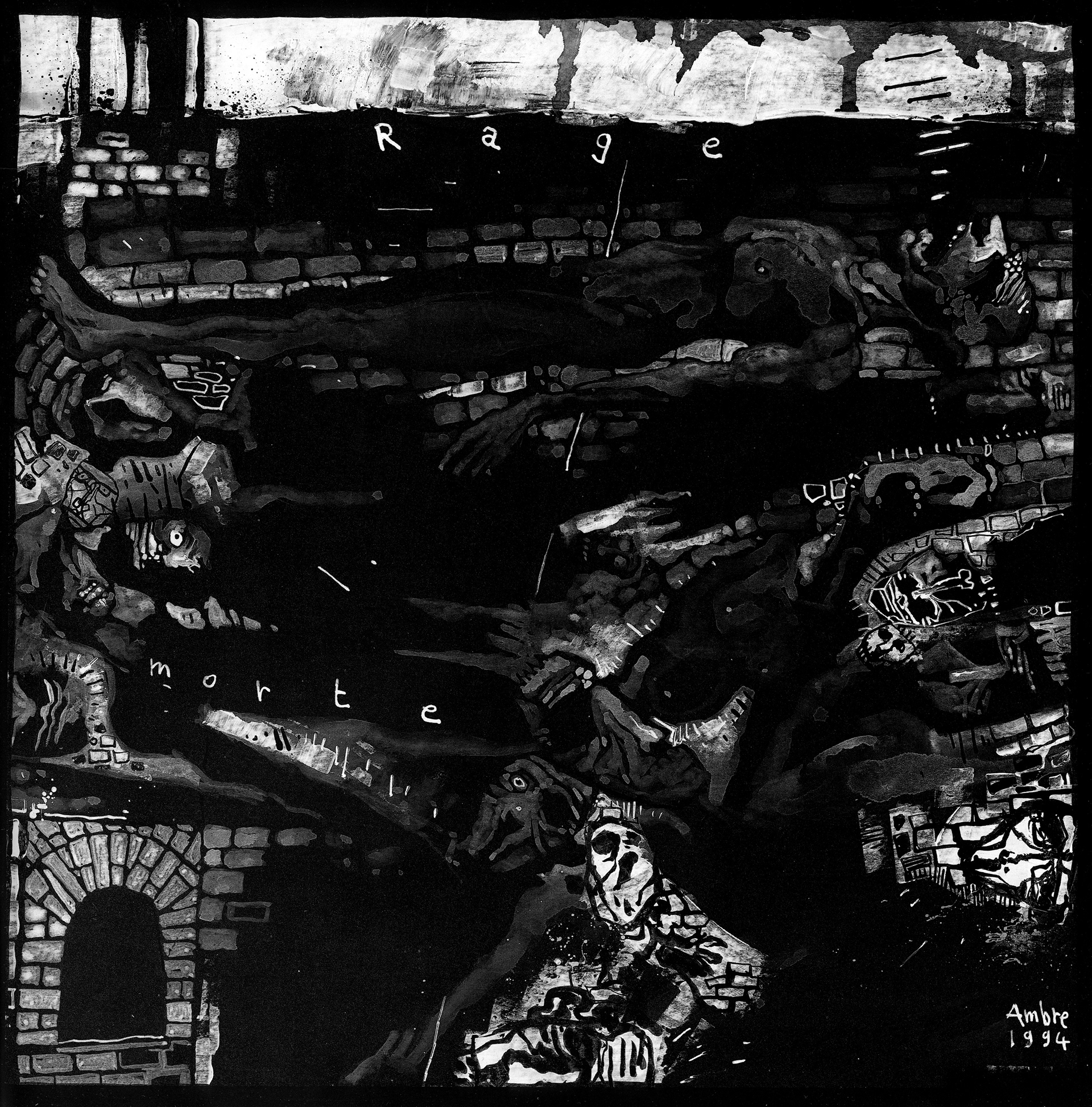 Illustration pour la compilation vinyle "A Various Arghtists", !Angrr!, 1997 (original perdu, scan d'après l'impression)