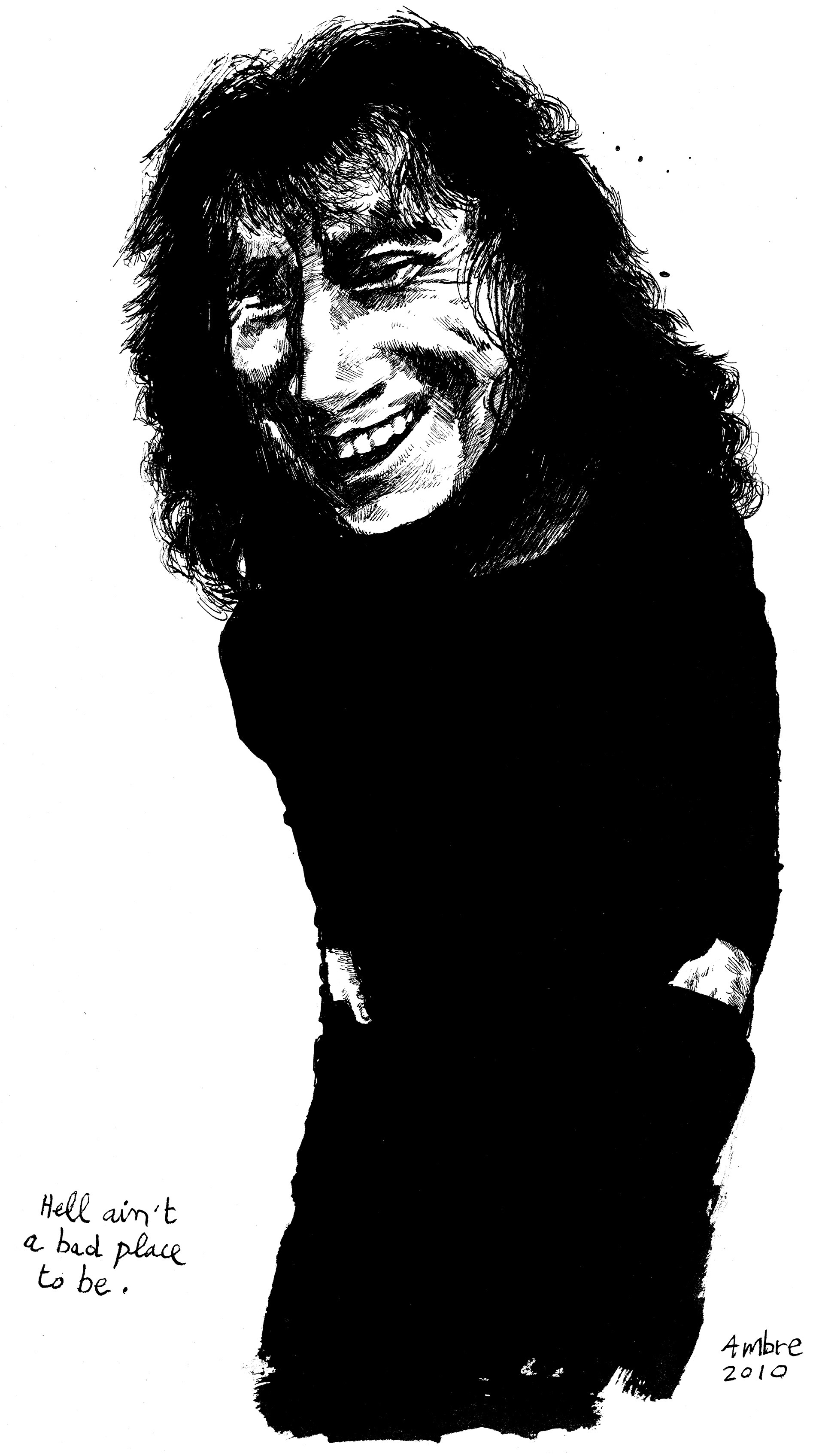 Portrait de Bon Scott pour "Bon Scott Day", Paris: Riff/Raff, 2010