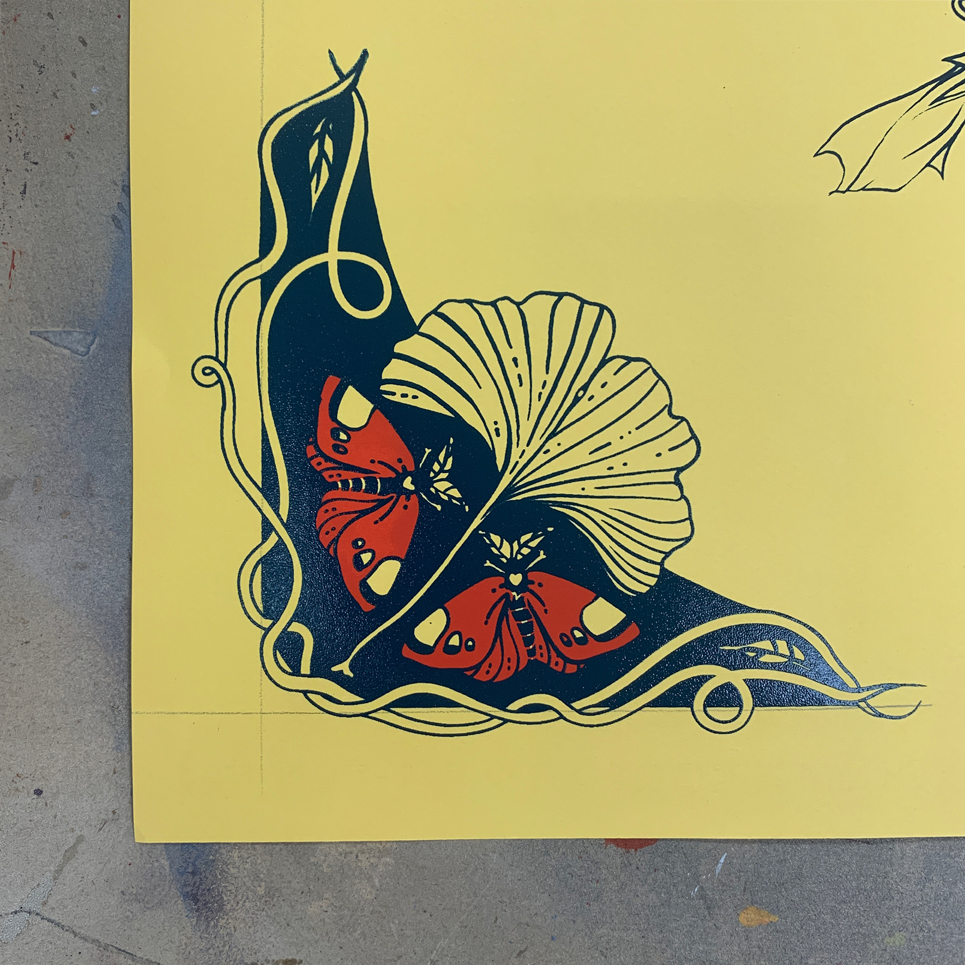 Detail of poster "Grouplove at the Pyramid Scheme" 2020, 18"x24" on Pastel Paper