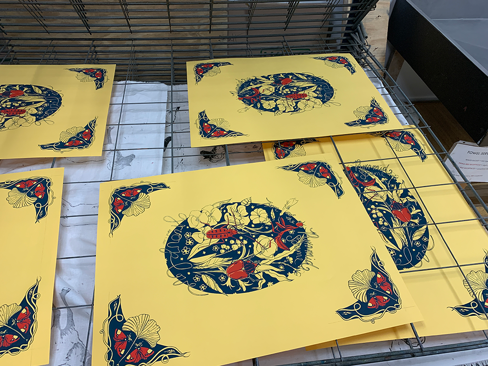 Process of poster "Grouplove at the Pyramid Scheme" 2020, 18"x24" on Pastel Paper