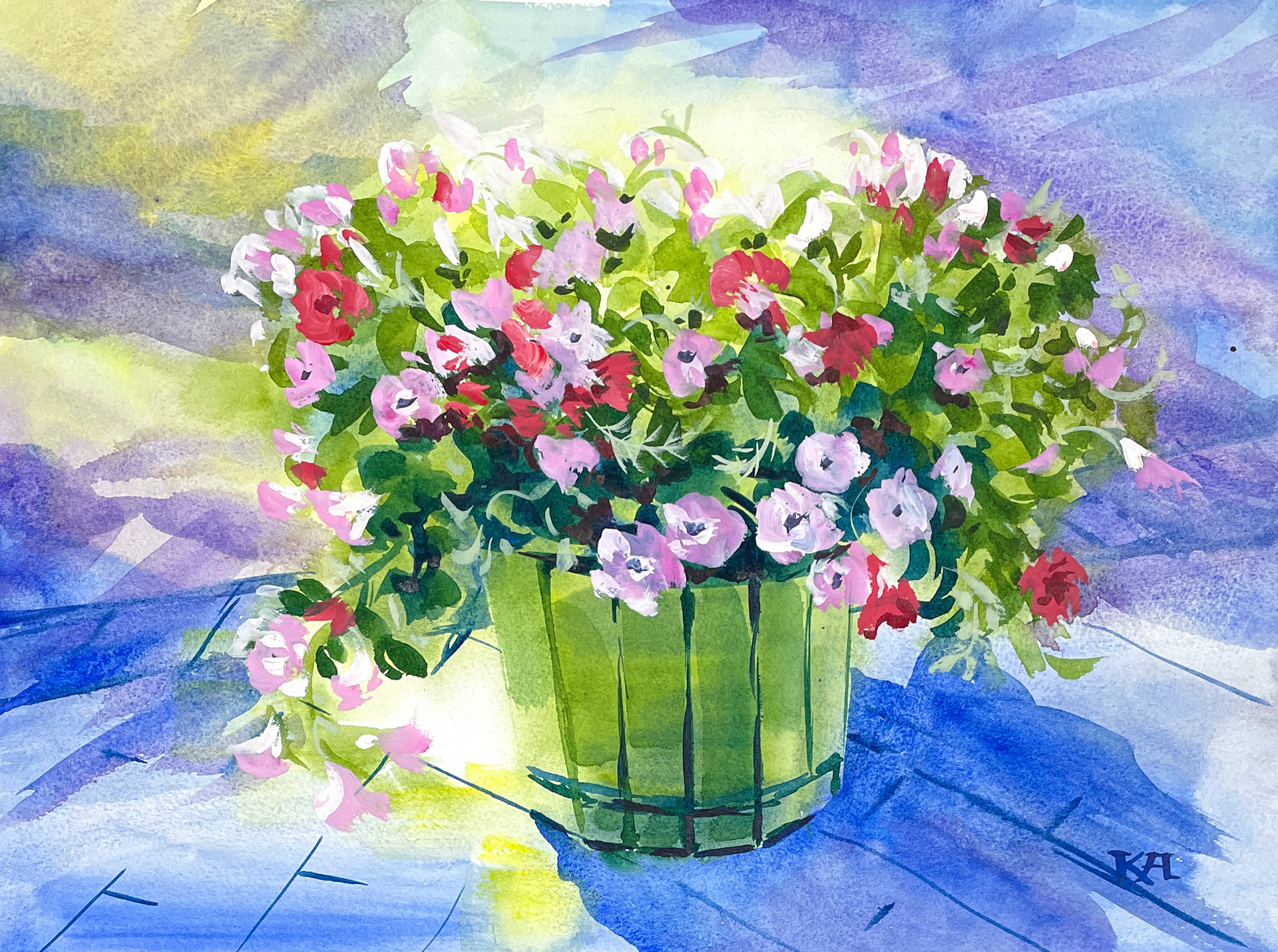 Petunias in basket