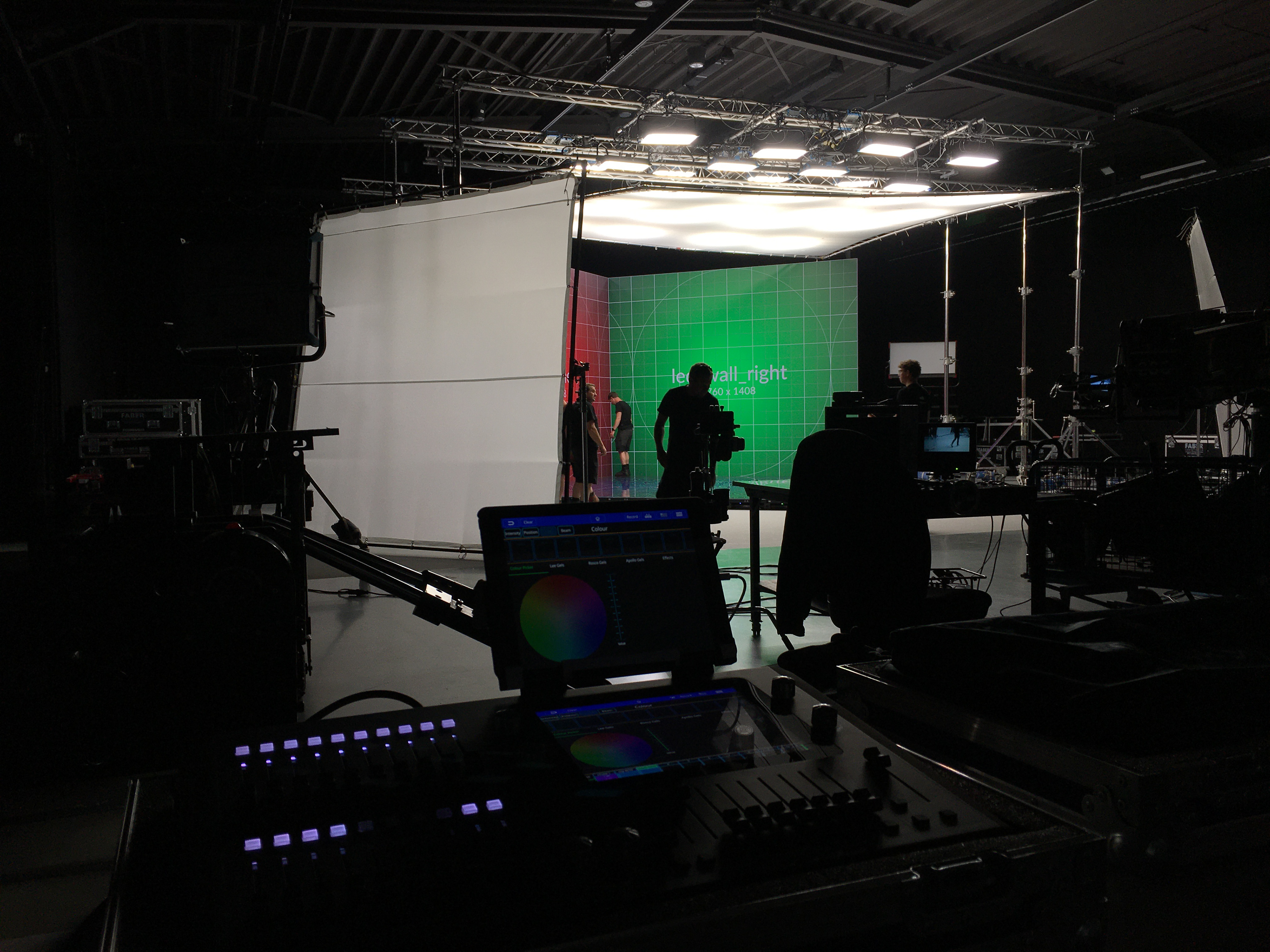 Studio setup with over 25 dmx cinema lighting fixtures