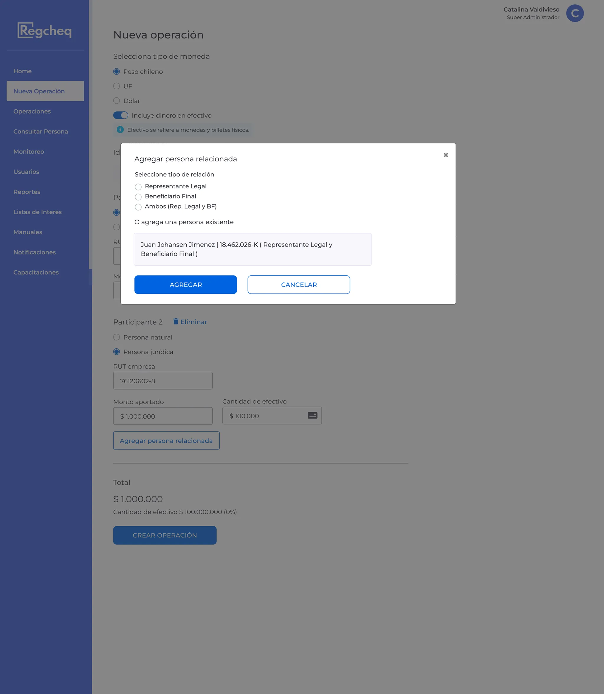 Add a related participant modal.