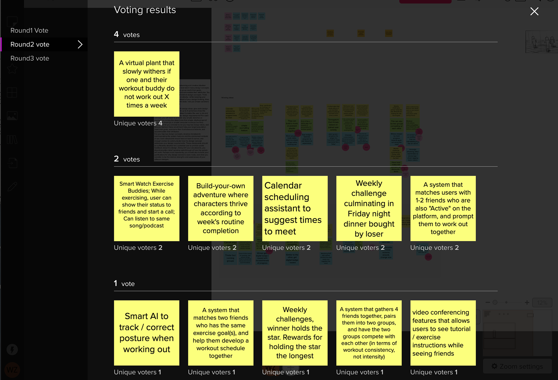 Voting on top 10 ideas in Mural