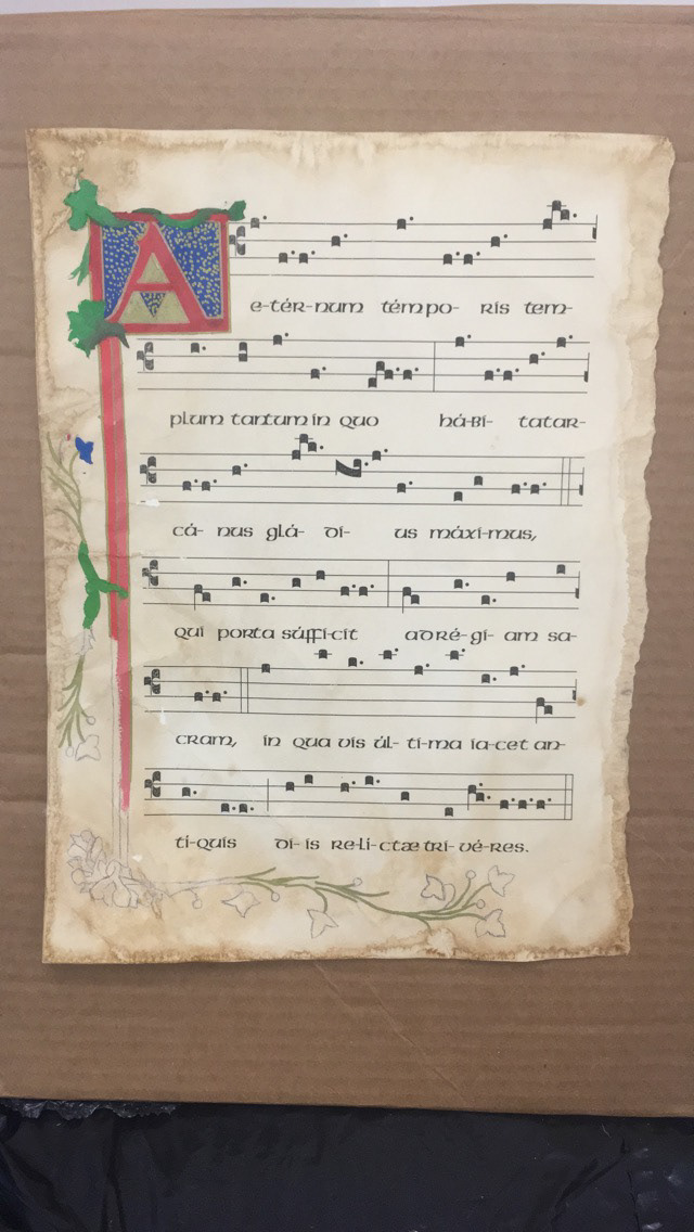 The design filled in with acrylic paint.