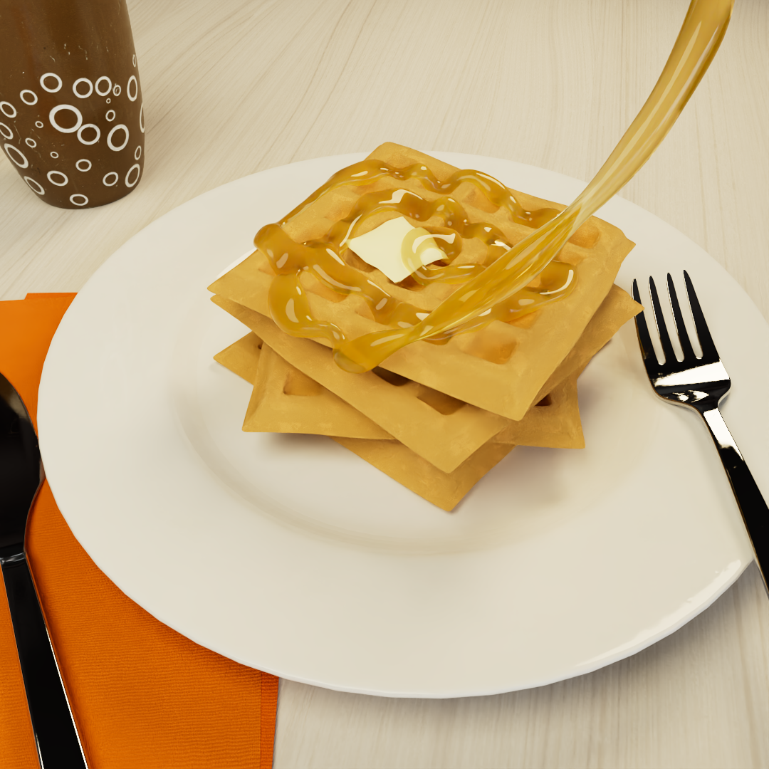 Waffles using Liquid sims in C4D