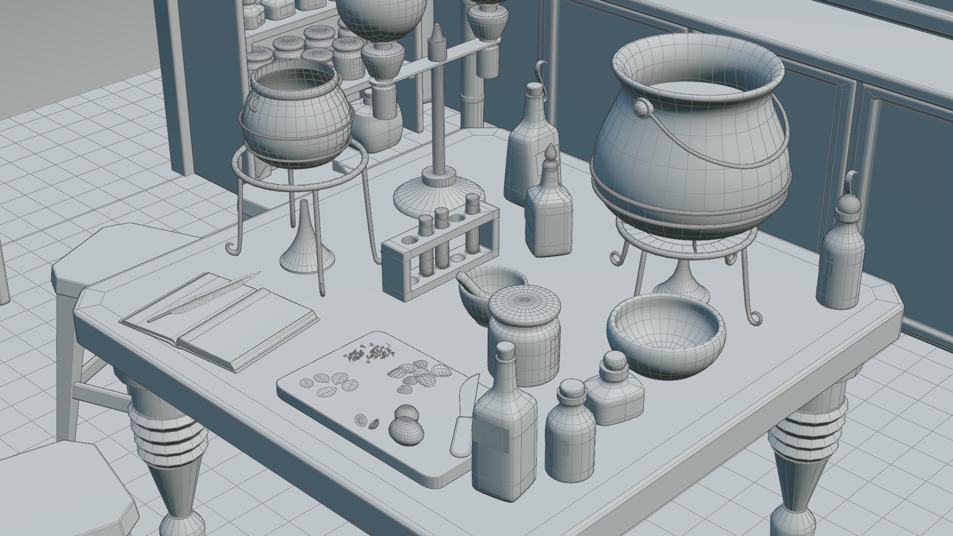 Wireframe table closeup