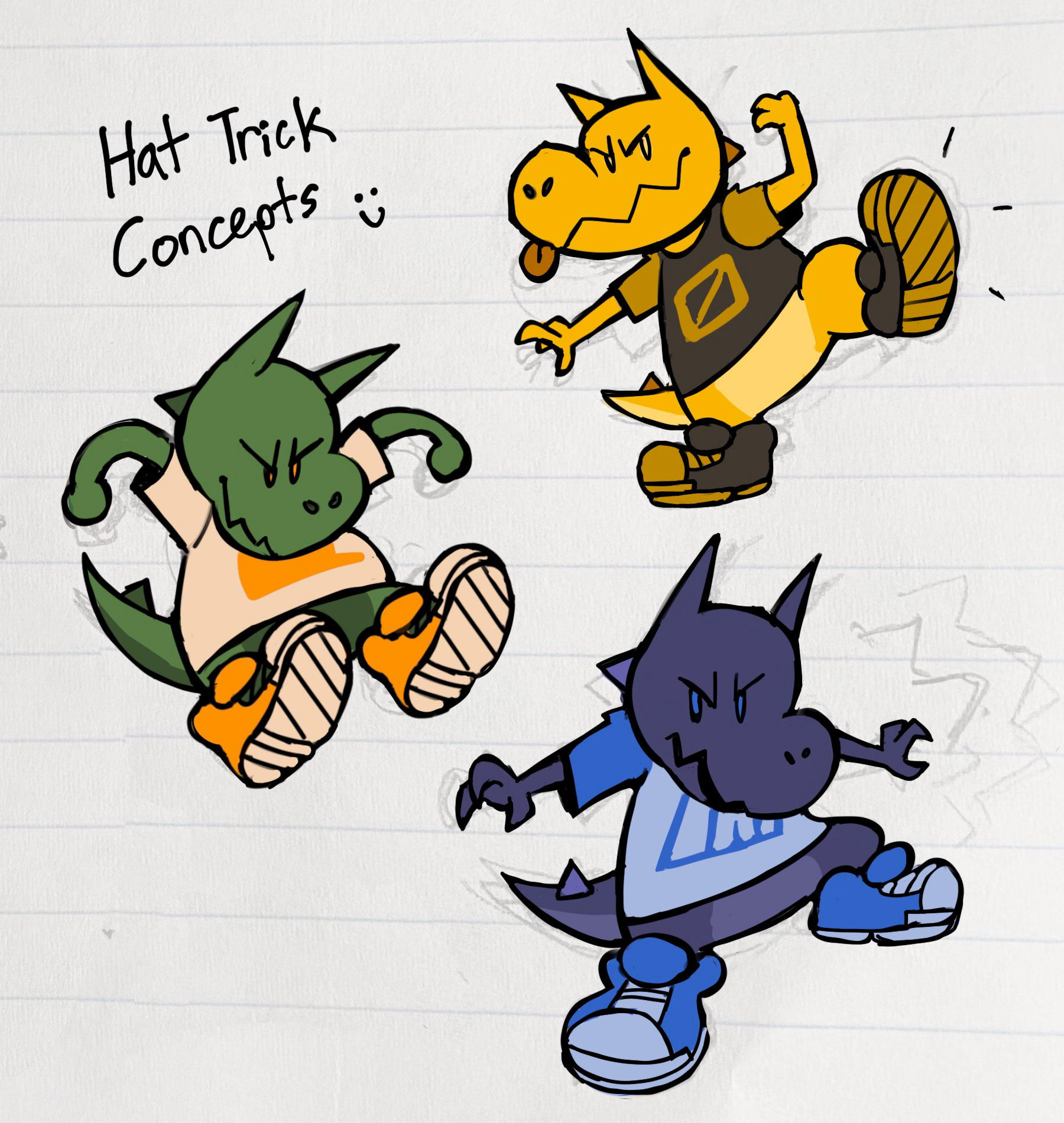 Hat Trick Initial Character Sketches