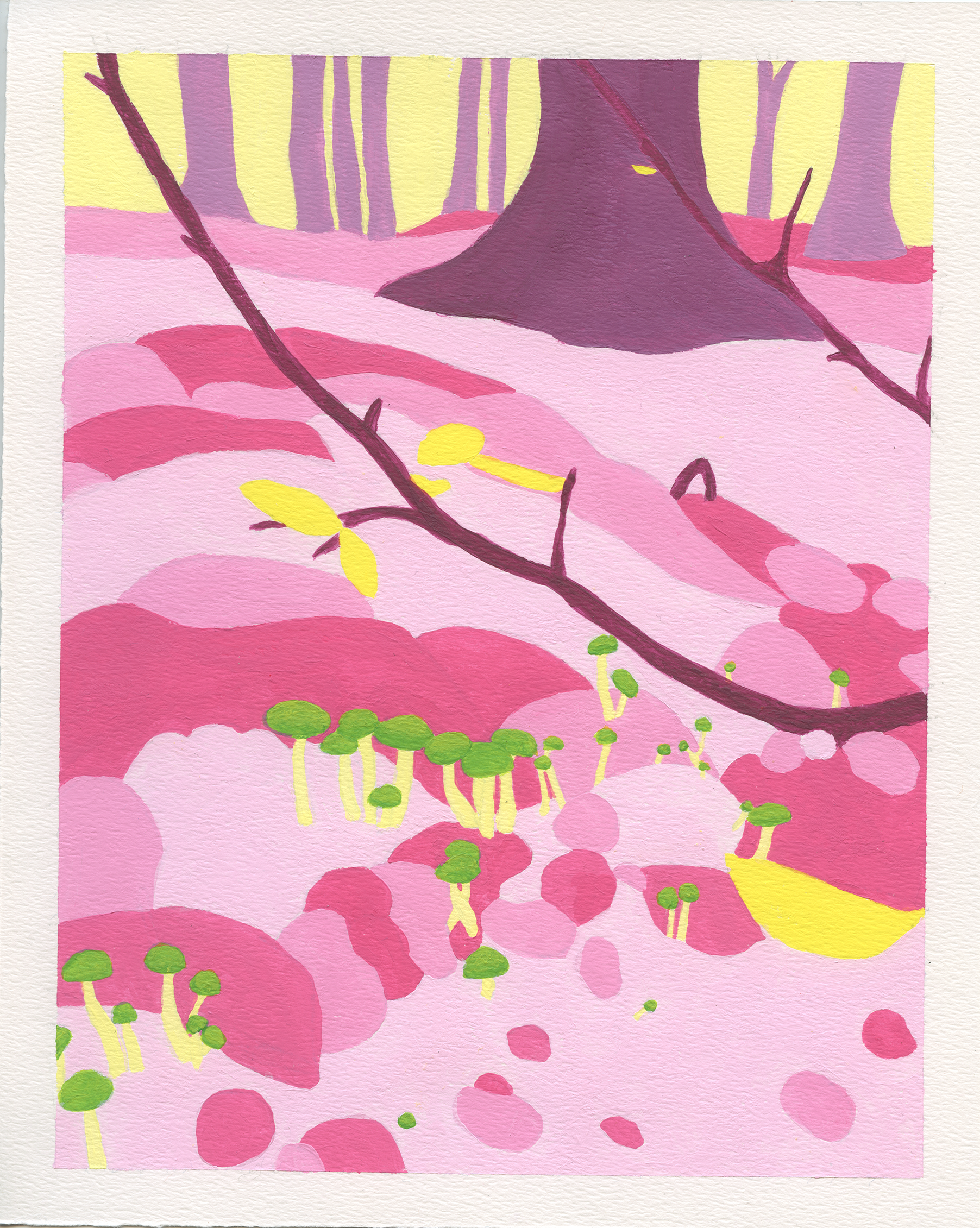 Vibrant Forest / Painting on water color paper / Acrylic Paint / 8x10