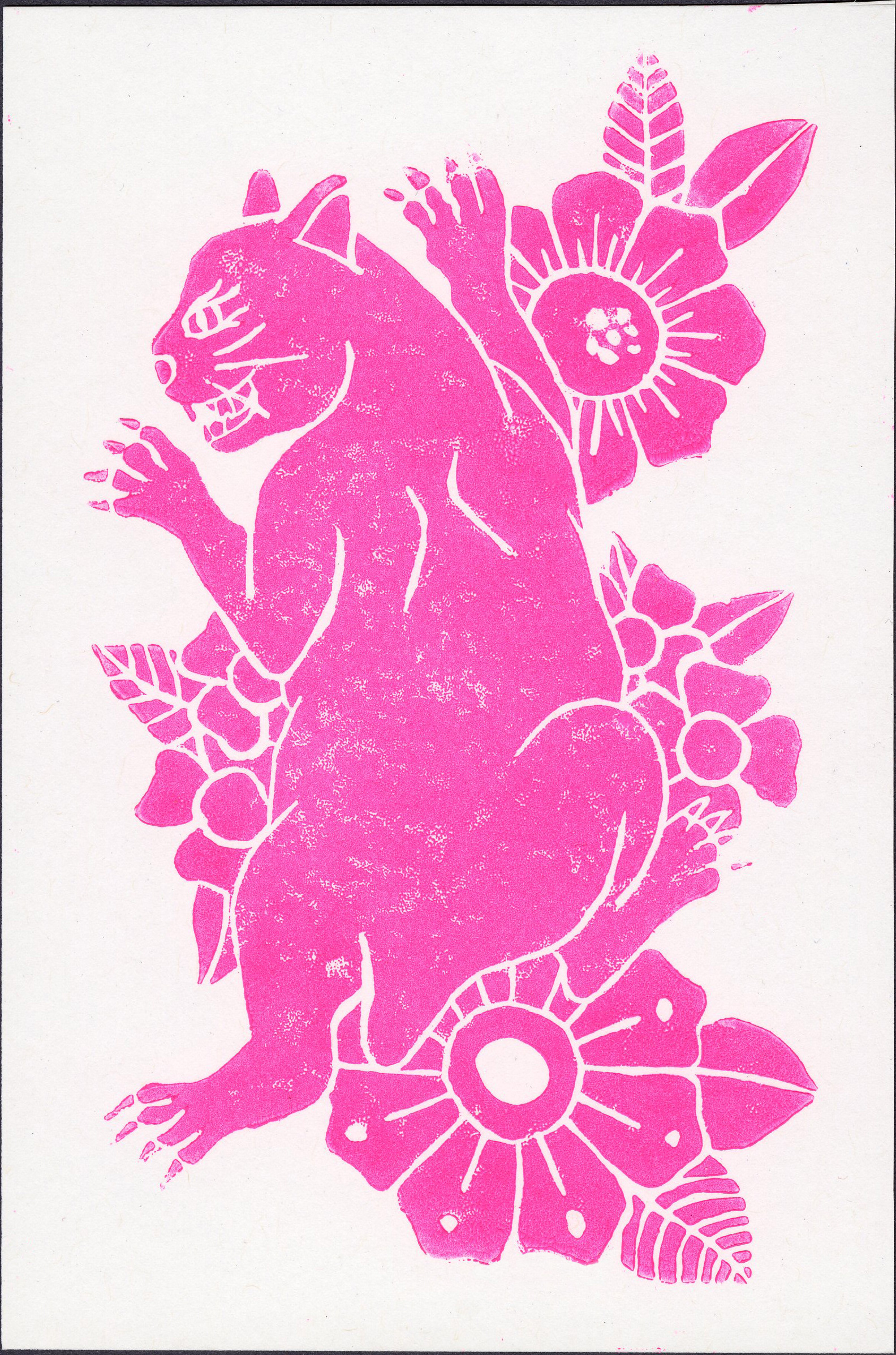 Stella / Linoleum relief print / Speedball ink / 5"x7"