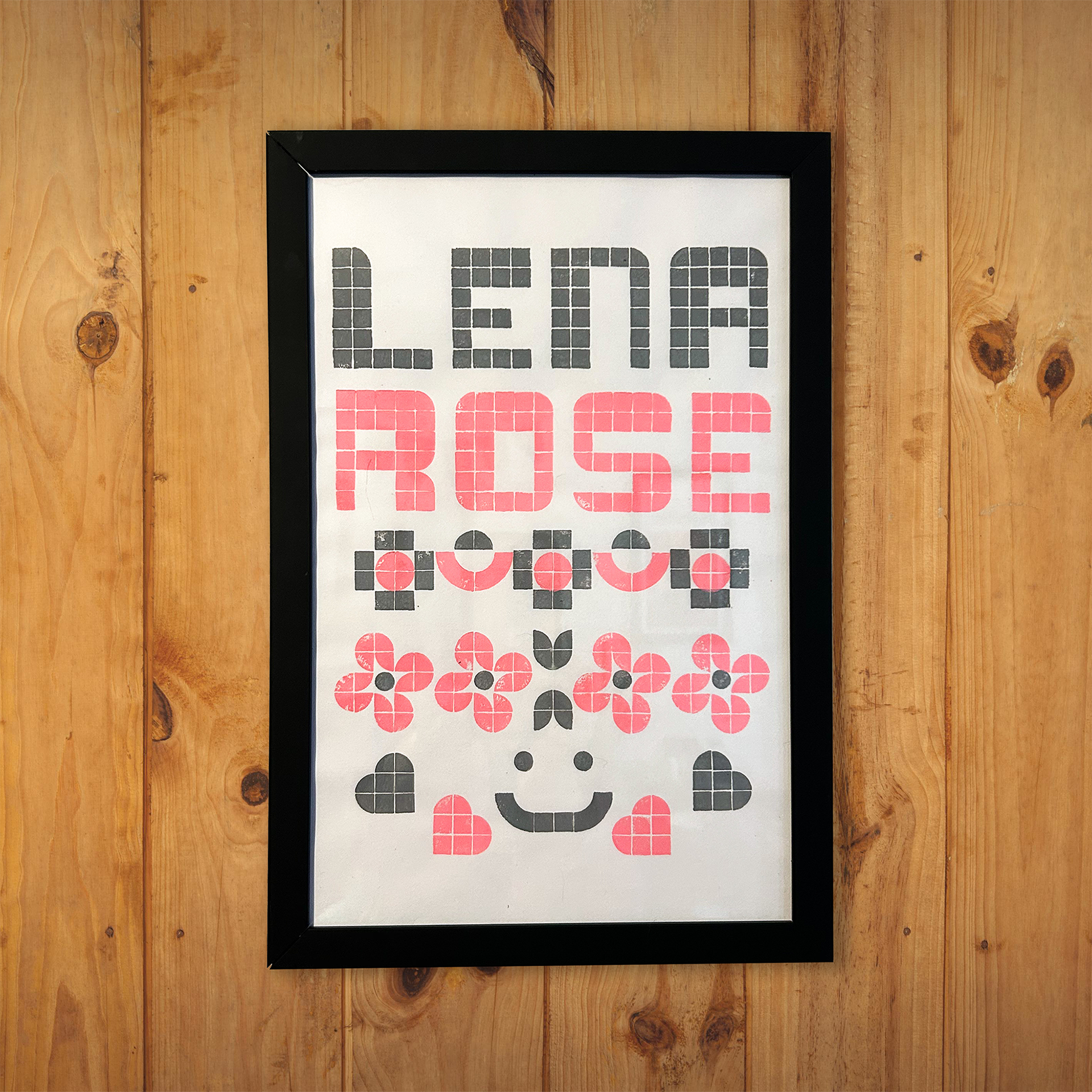 Lena Rose / Lego relief print / Speedball Ink / 8"x12"