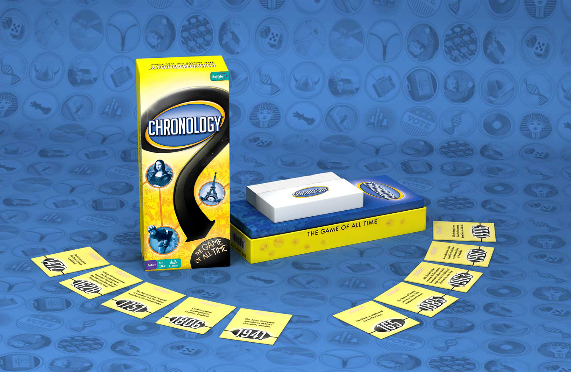 Chronology: The Game of All Time, blue box and cards