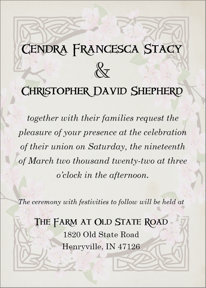 Formal Invitation (vellum on cardstock)