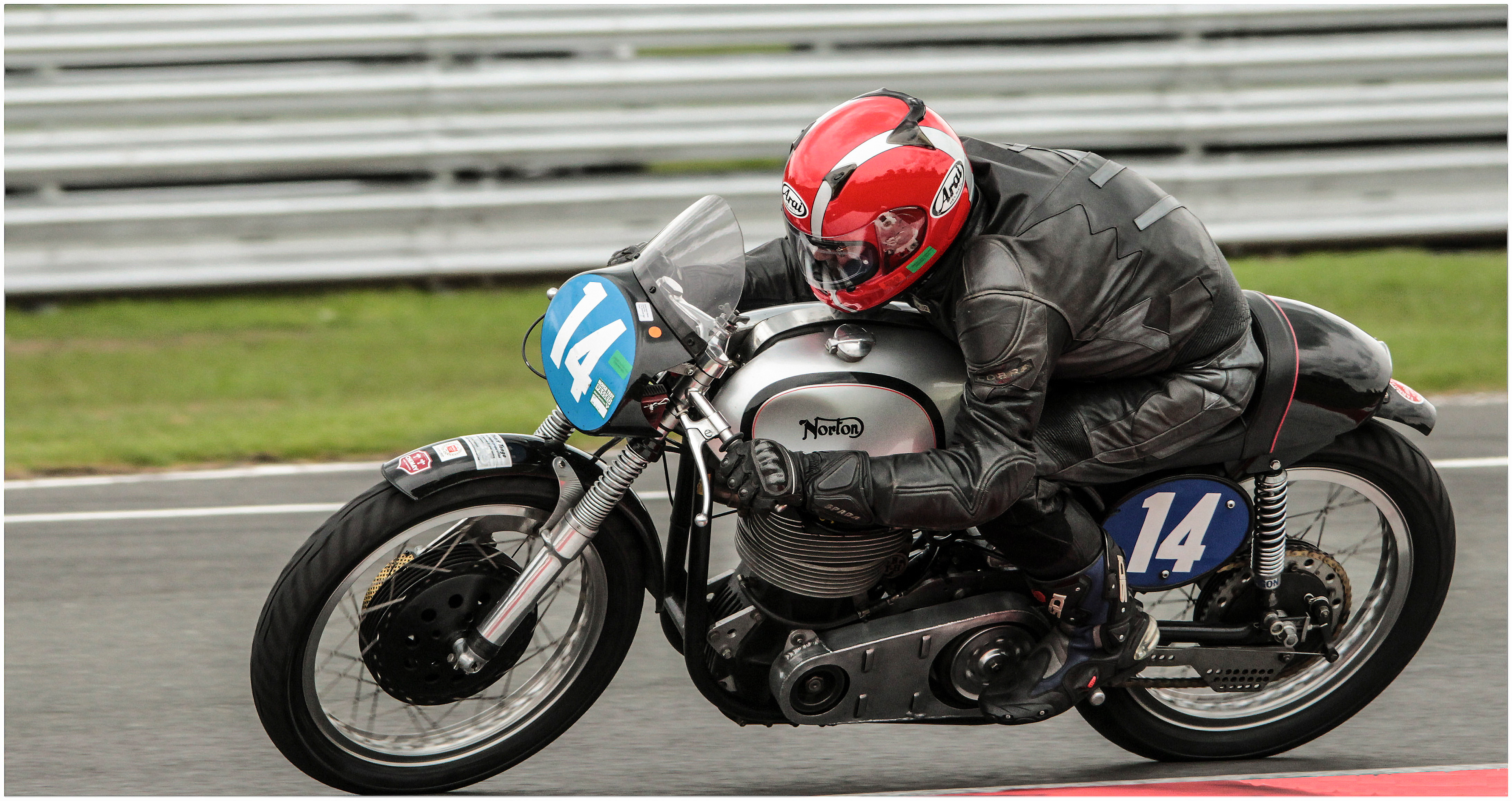 Vintage Norton racing bike at Oulton Park