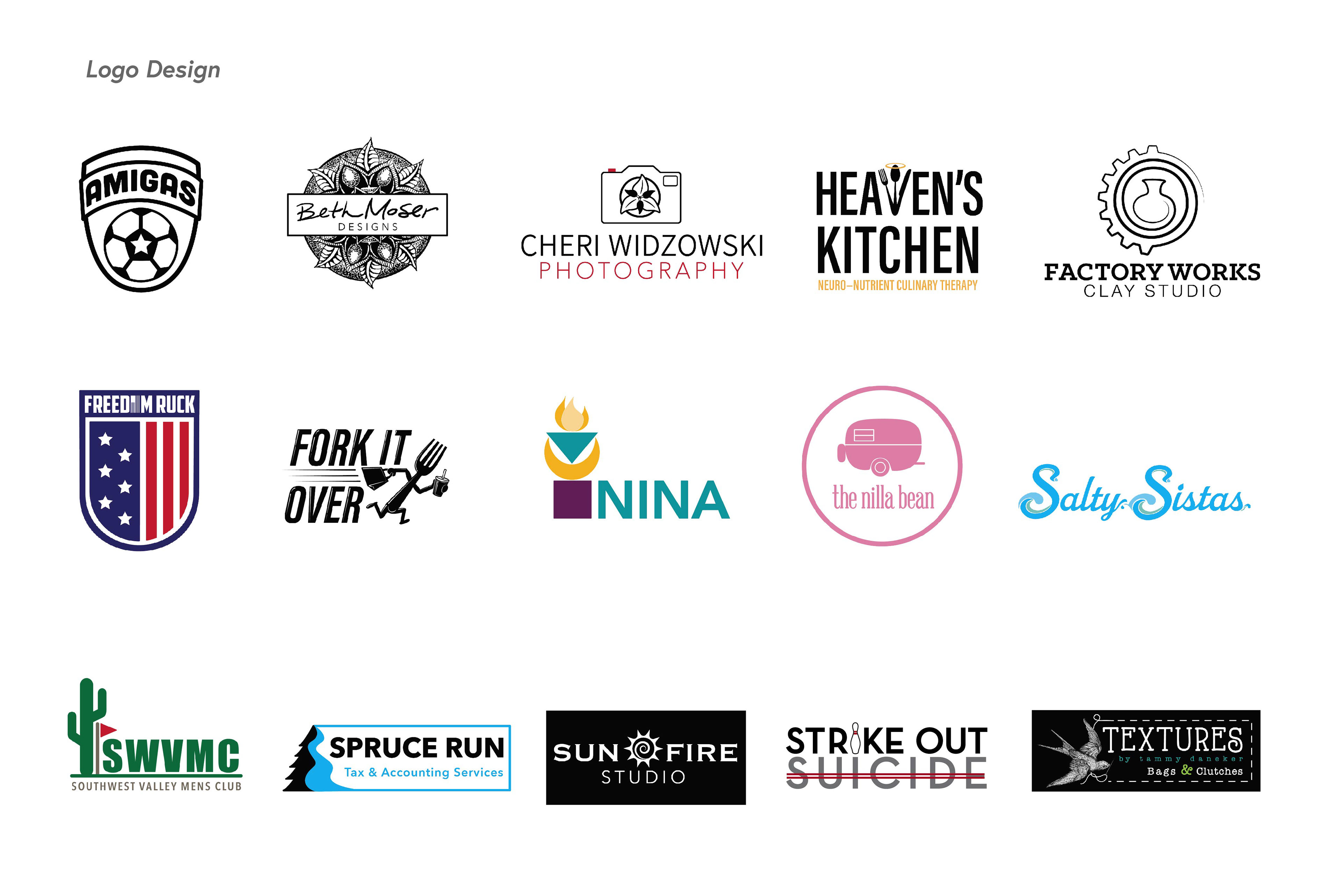 Many logo designs created over the past 8 years