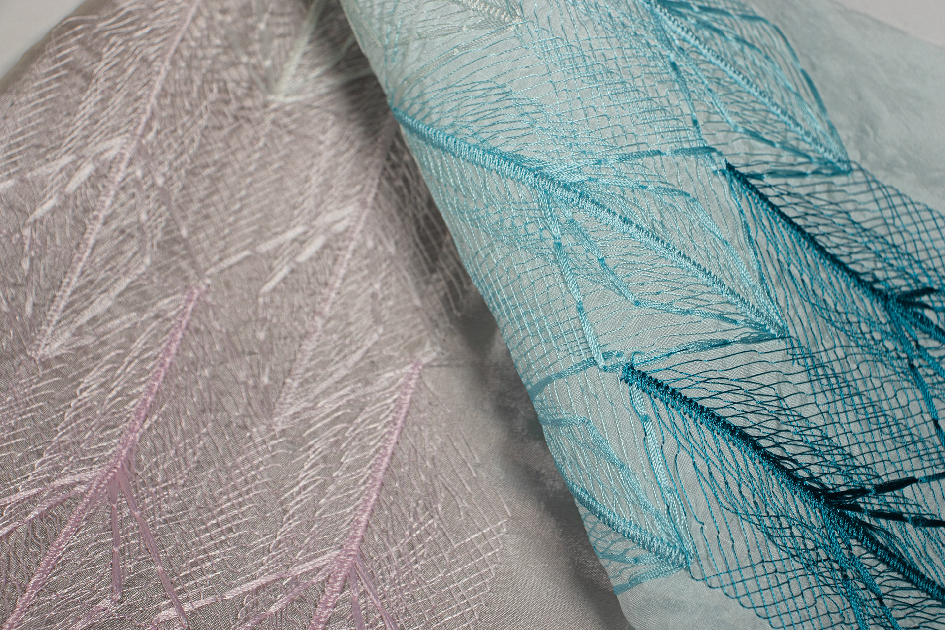 Multi-head embroidery sample for ROMO- Black edition. Both colour ways.
