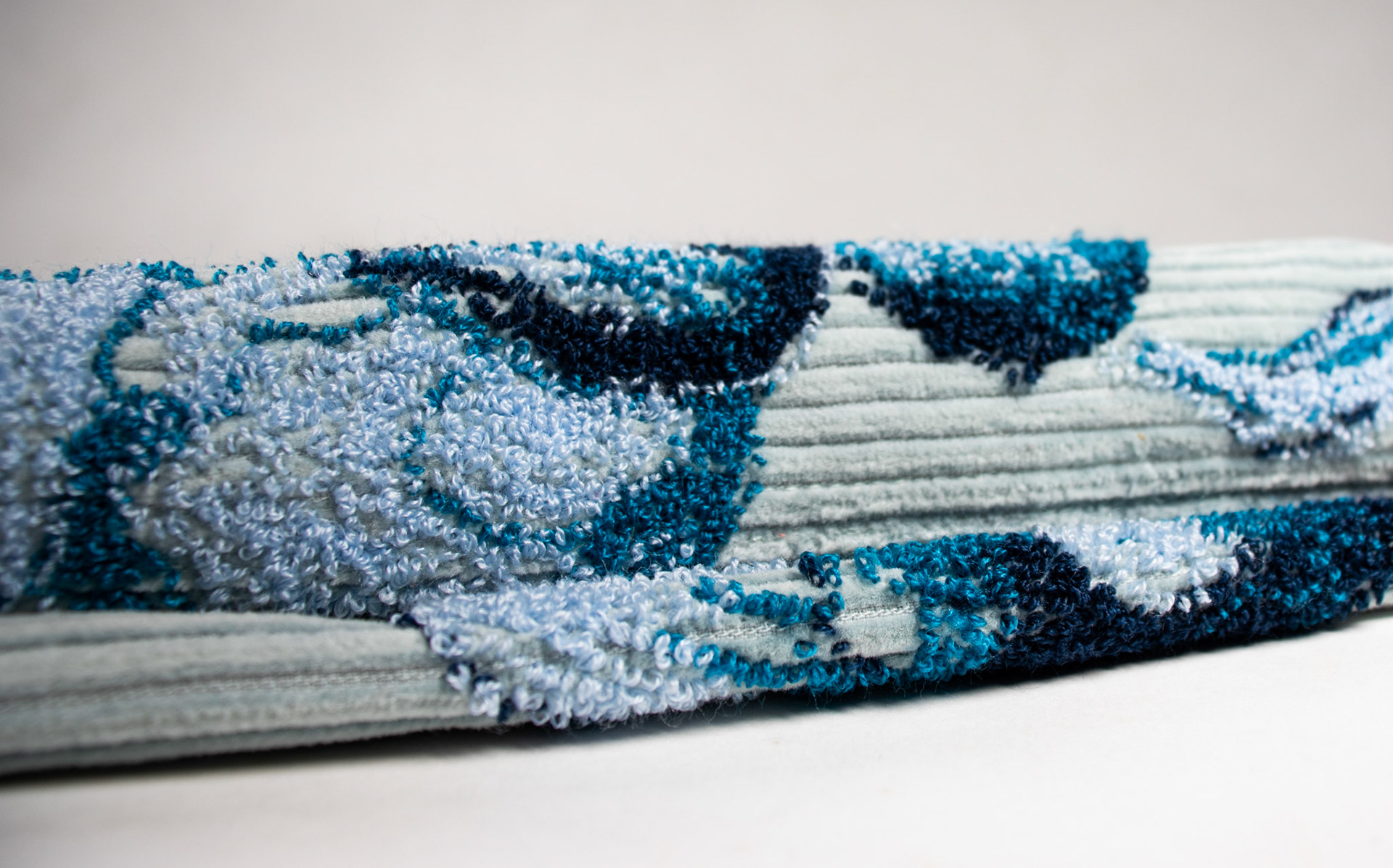 Cornely moss stitch sample for ROMO- Black edition.