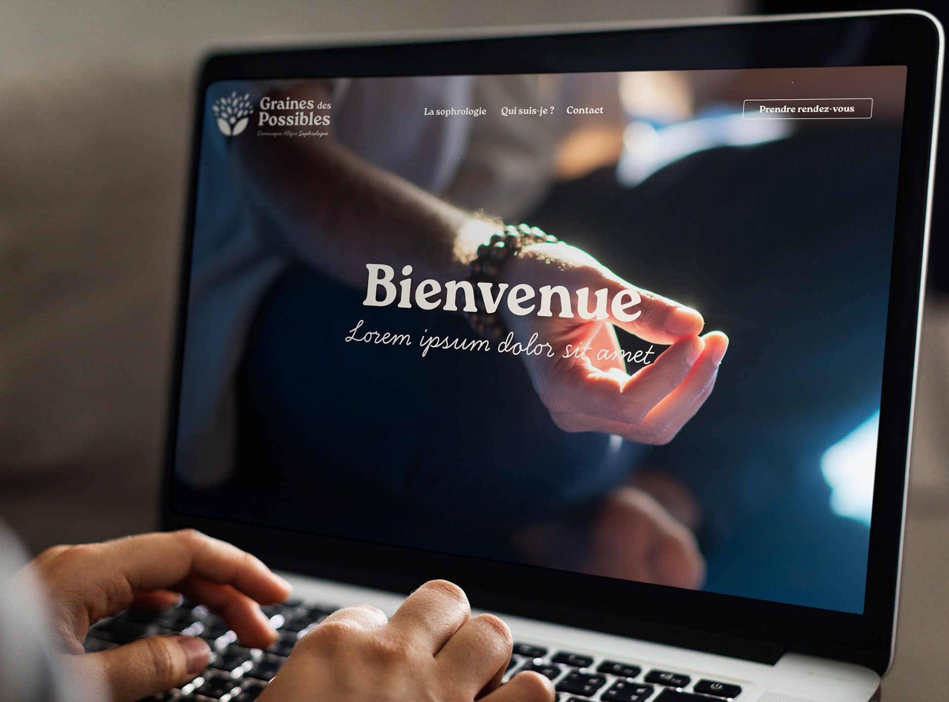 Working on a web template on the laptop