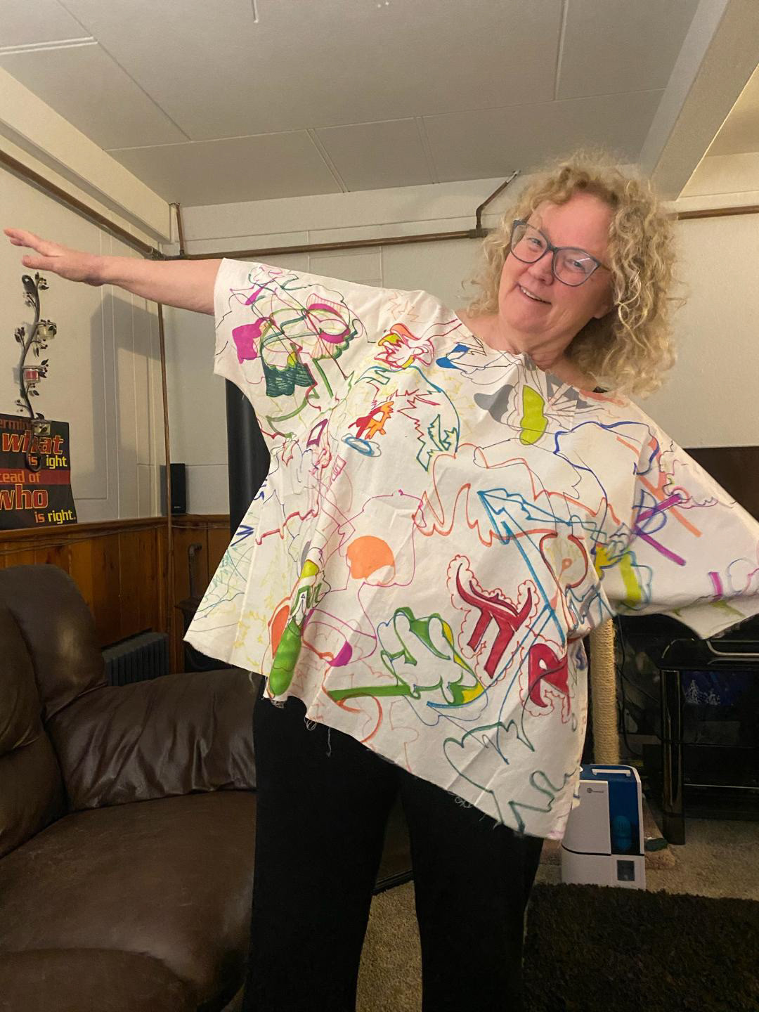 Lori Armstrong wearing an original tunic (NFS)