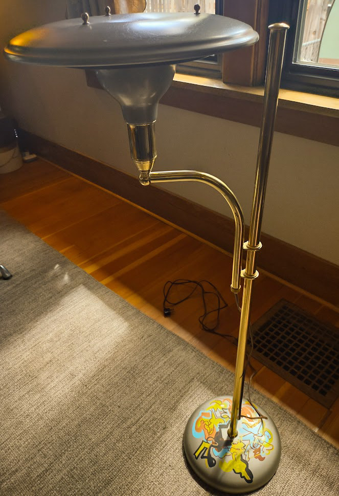SOLD, side view of Vintage Adjustable Floor Lamp