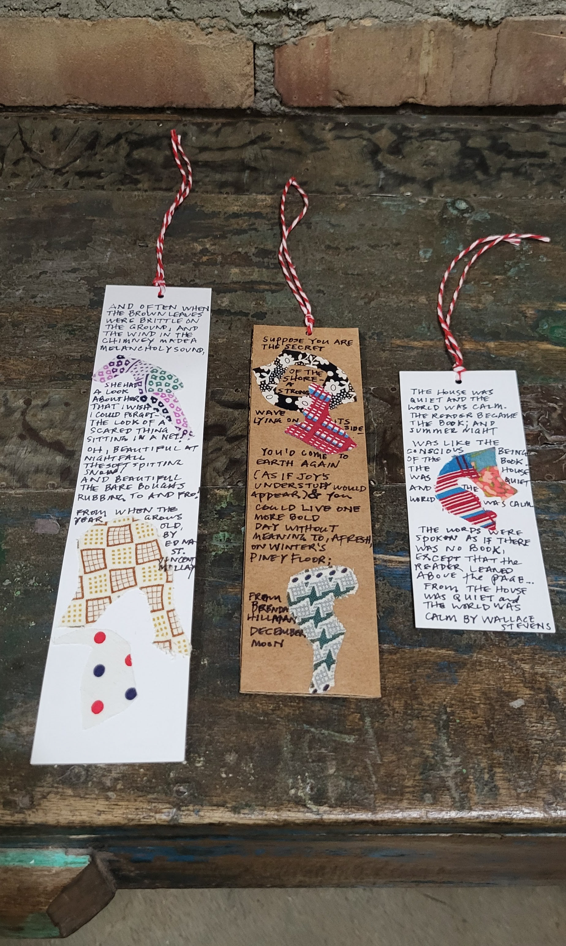Bookmarks with Vintage Textile Appliques