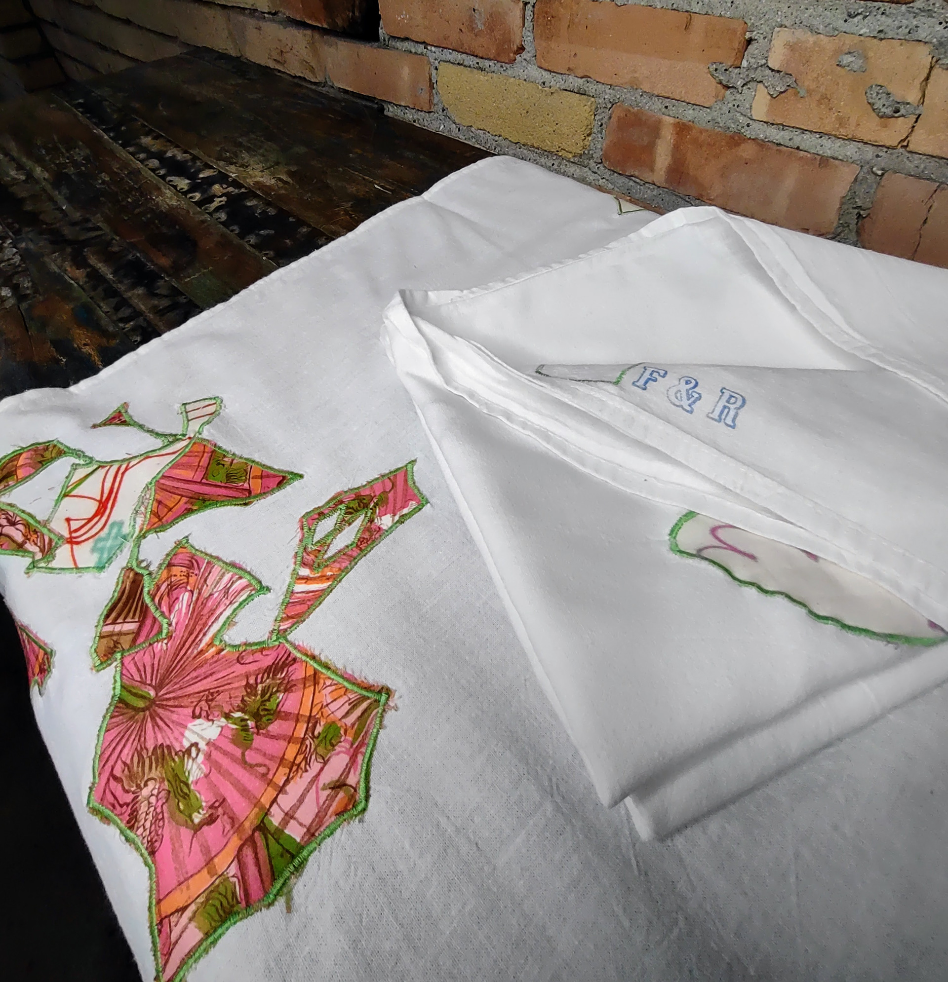 SOLD Detail of Large Cotton Tea Towel