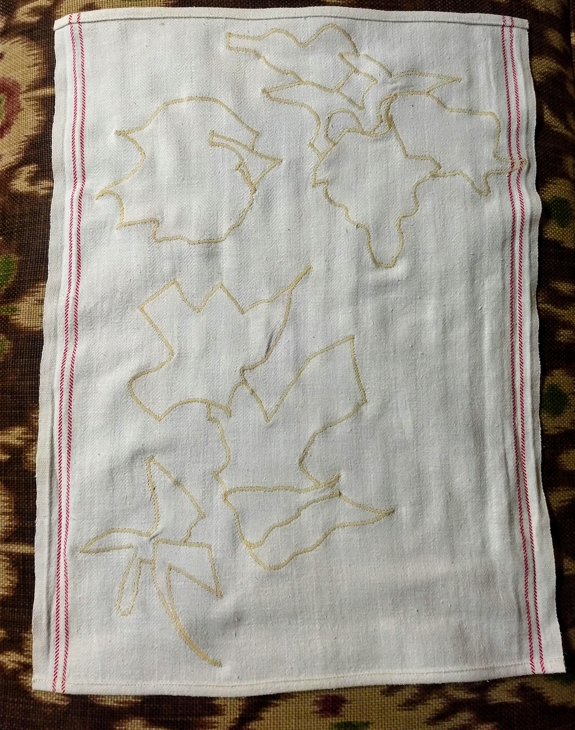 SOLD Detail of stitching verso towel