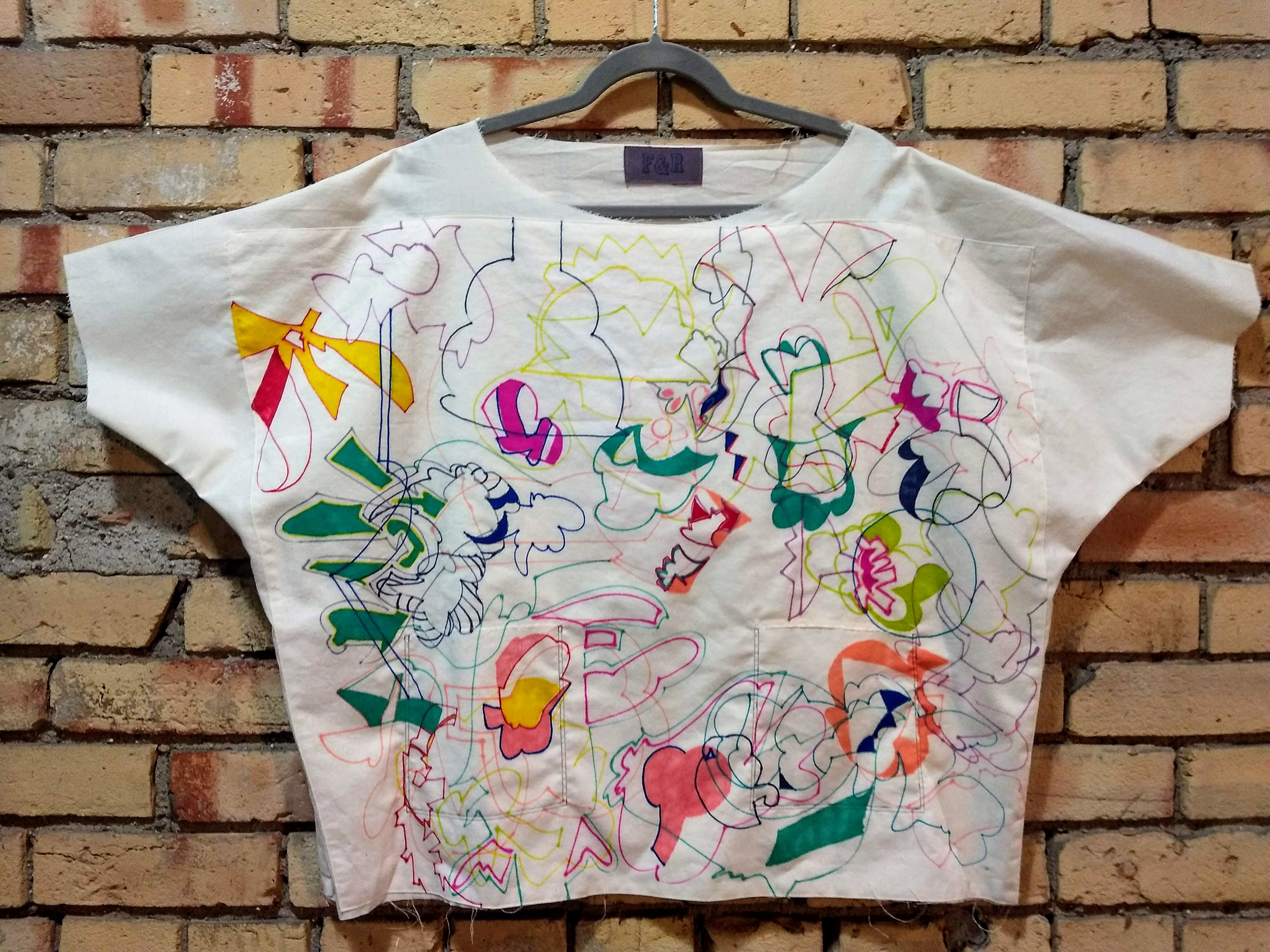 Tunic with original artwork panel and front pockets