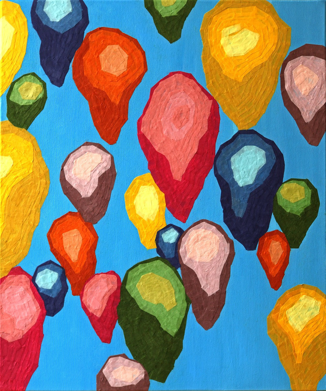 La pression colorée #006_2023, 2023, technique mixte et collage de papier coréen sur toile, 55 x 46 cm