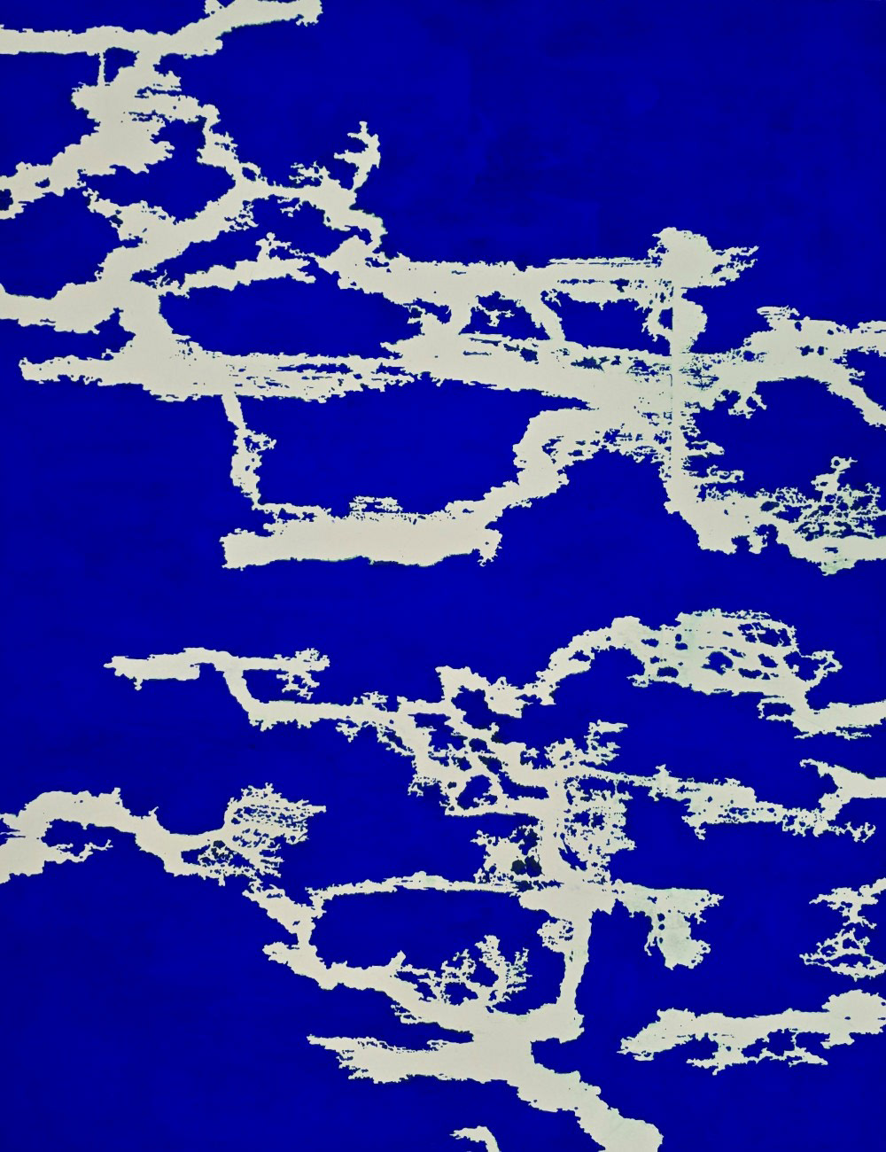 Le cycle des traces 20, 2025, Pigment with Korean paper on canvas, 73 x 60 cm