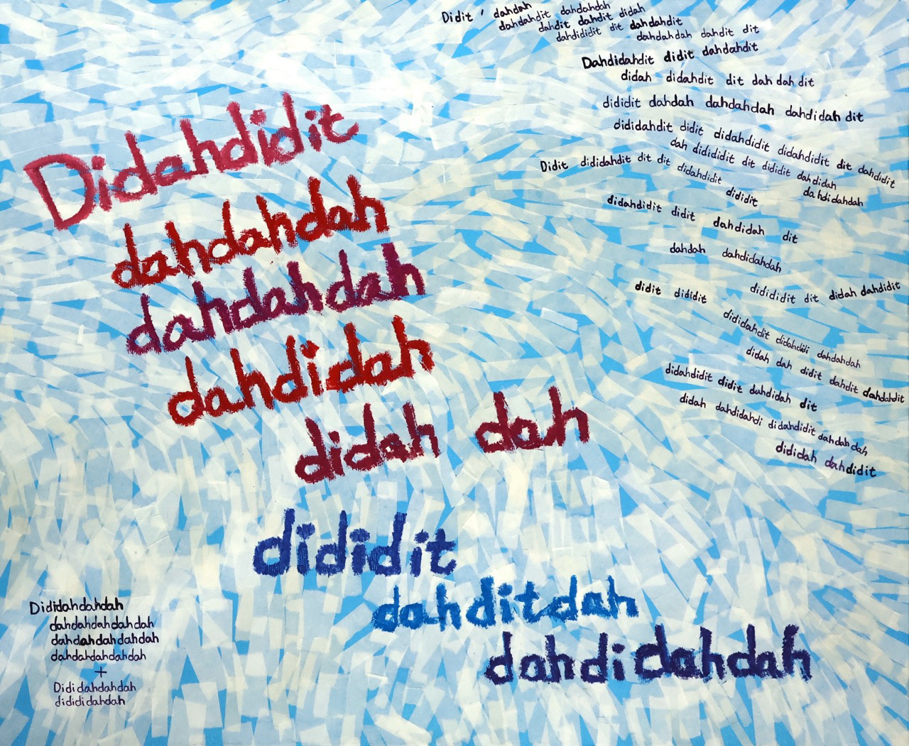 Des notes laissées derrière_Ciel, 2023, technique mixte et collage de papier coréen sur toile, 46 x 55 cm