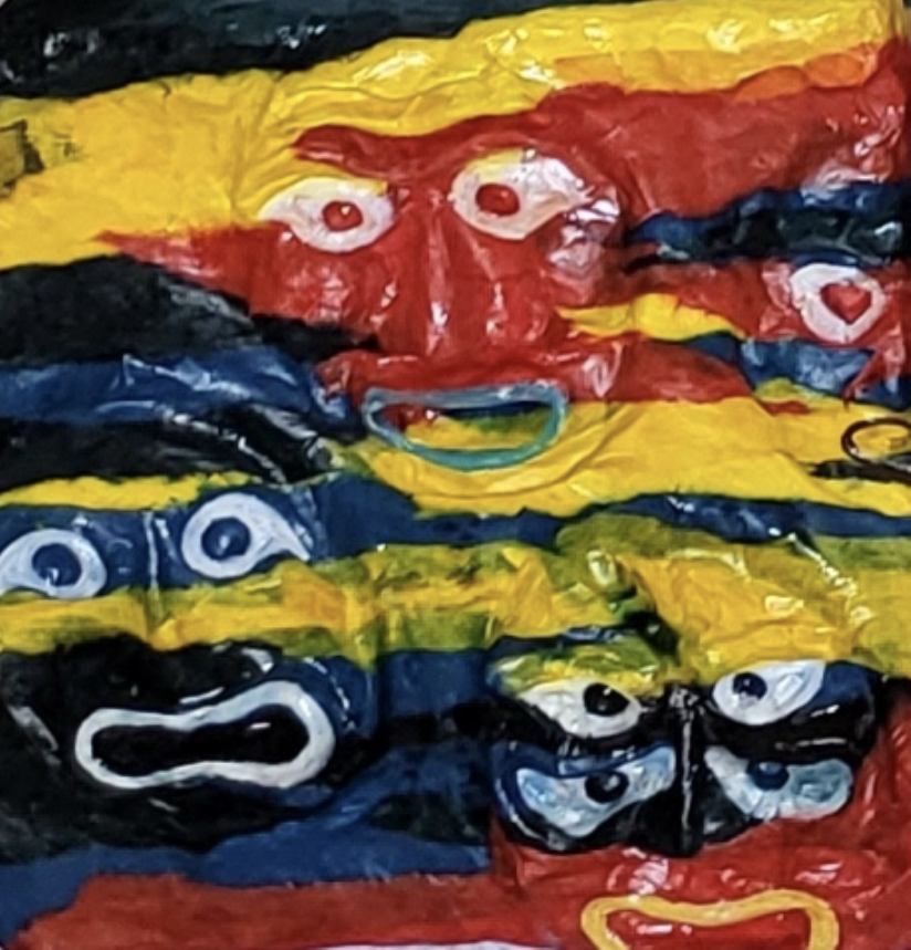 [Tal] G 2022, technique mixte et collage de papier coréen sur toile, 22 x 22 cm