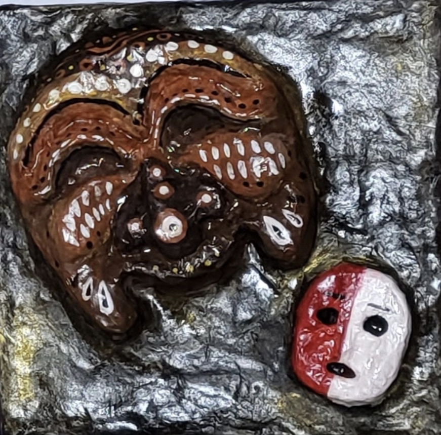 [Tal] D 2022, technique mixte et collage de papier coréen sur toile, 22 x 22 cm