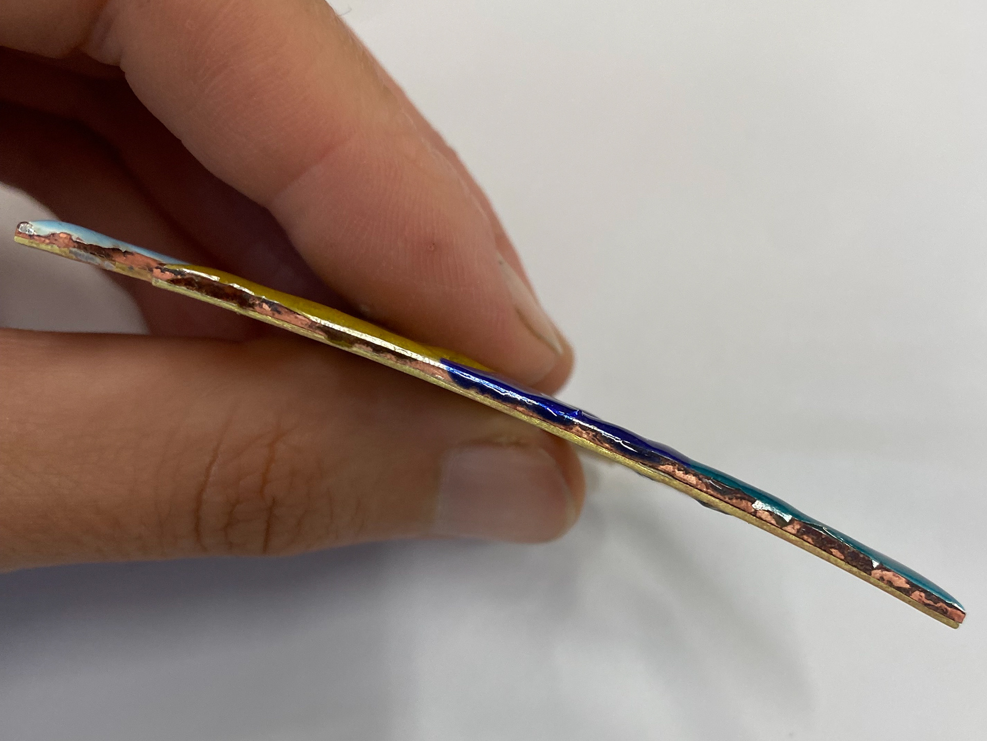 Side view with enamel on