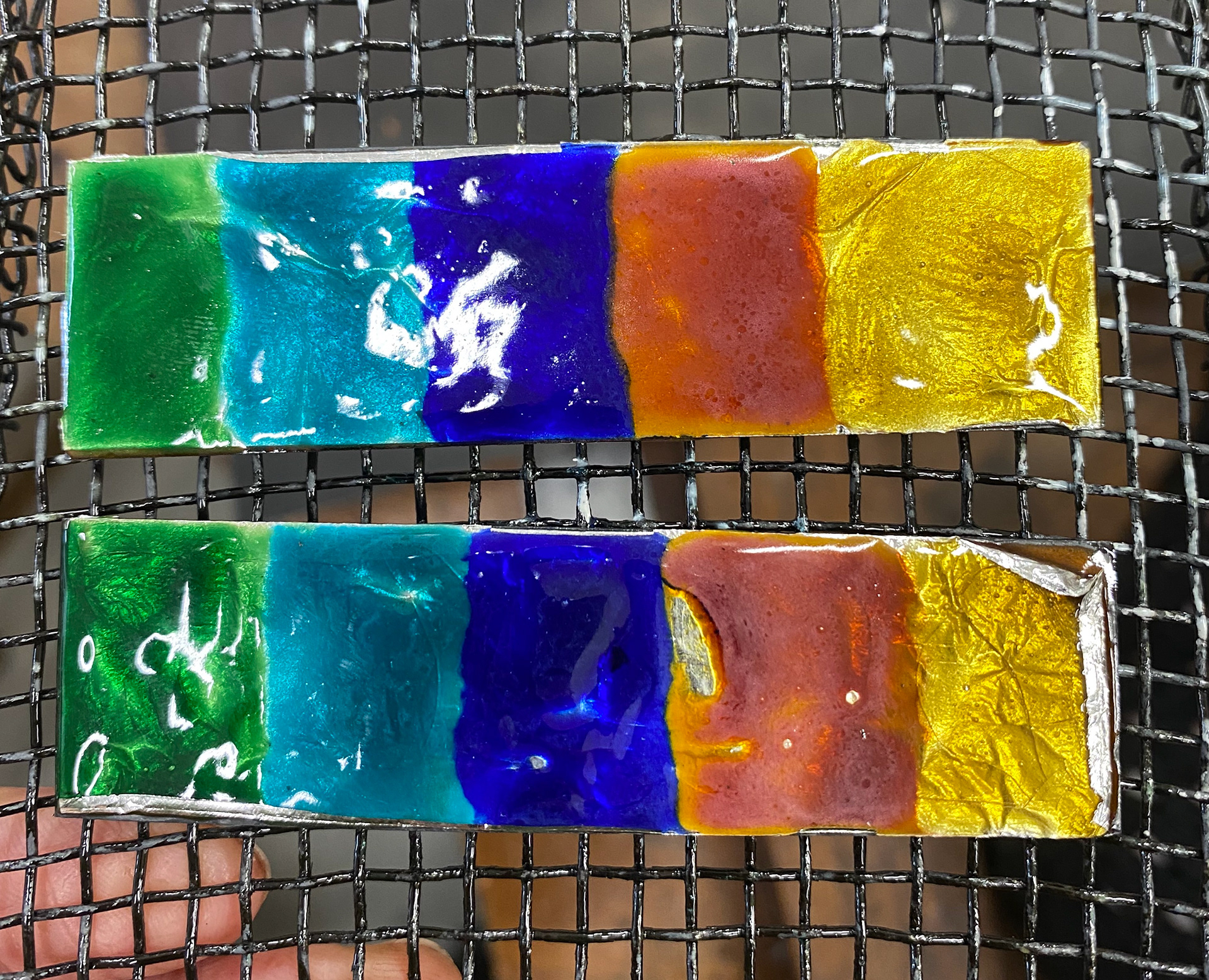 Test pieces once cooled