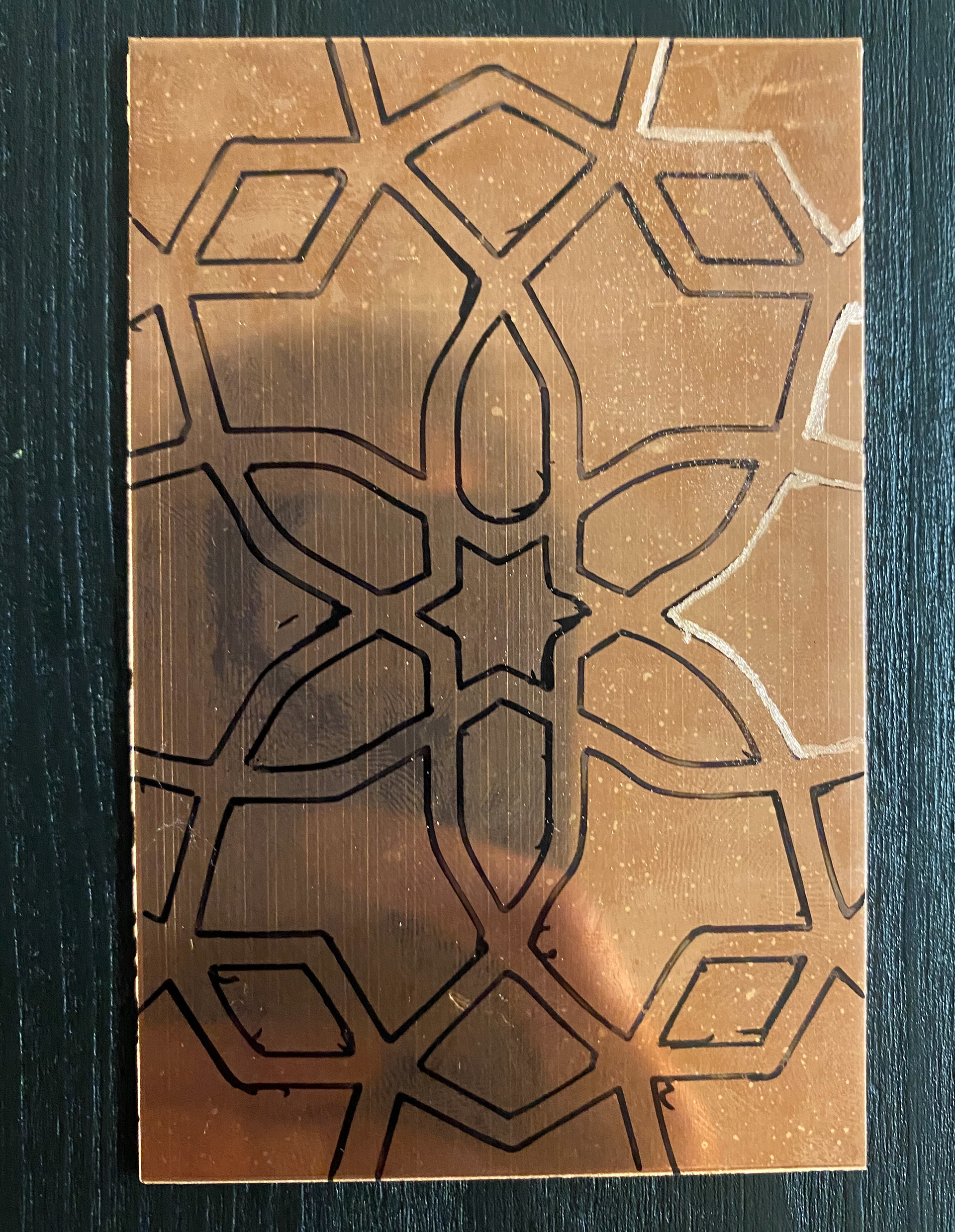 Pattern drawn onto metal