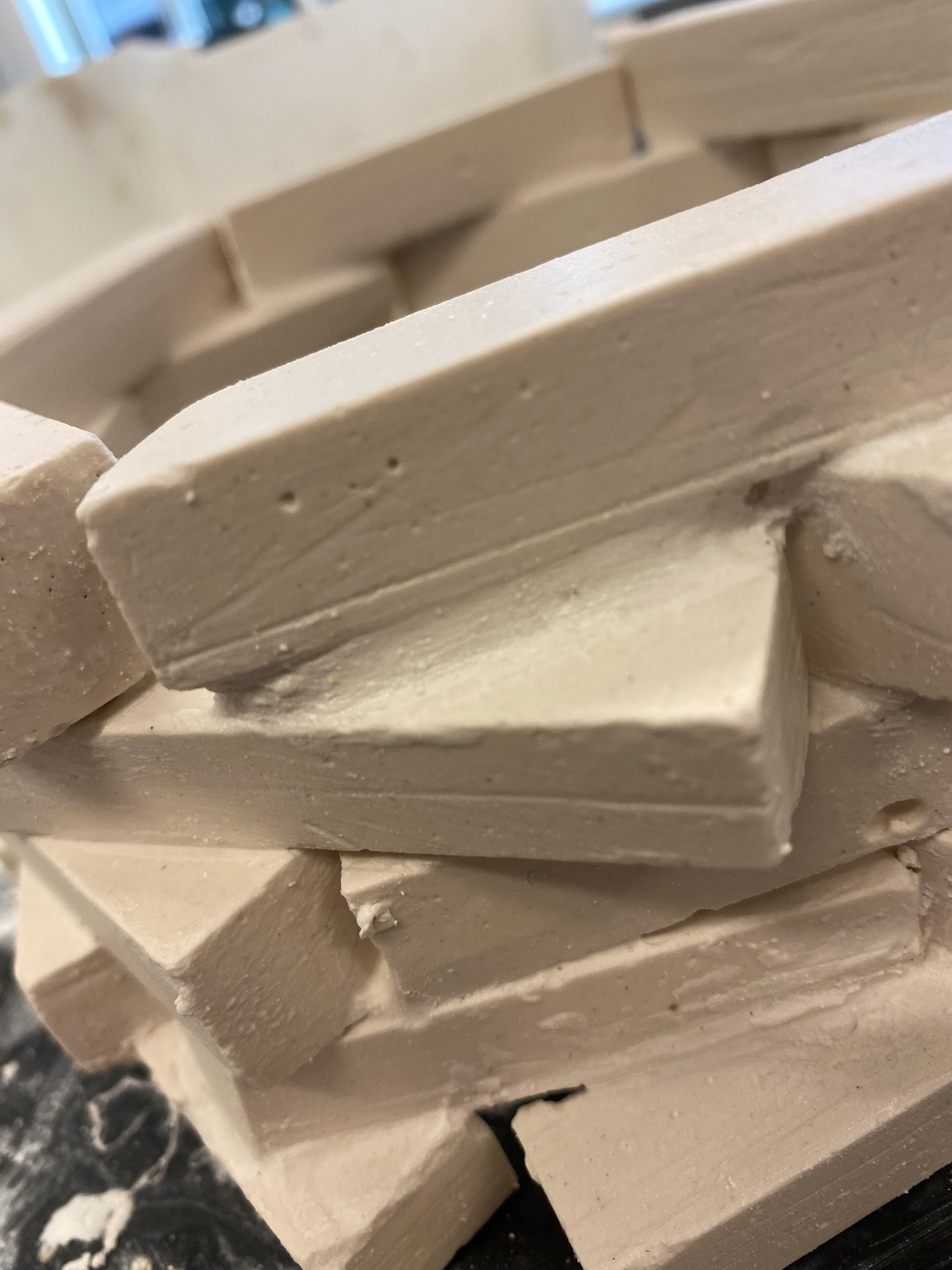 The blocks up close showing unwanted bubbles/marks
