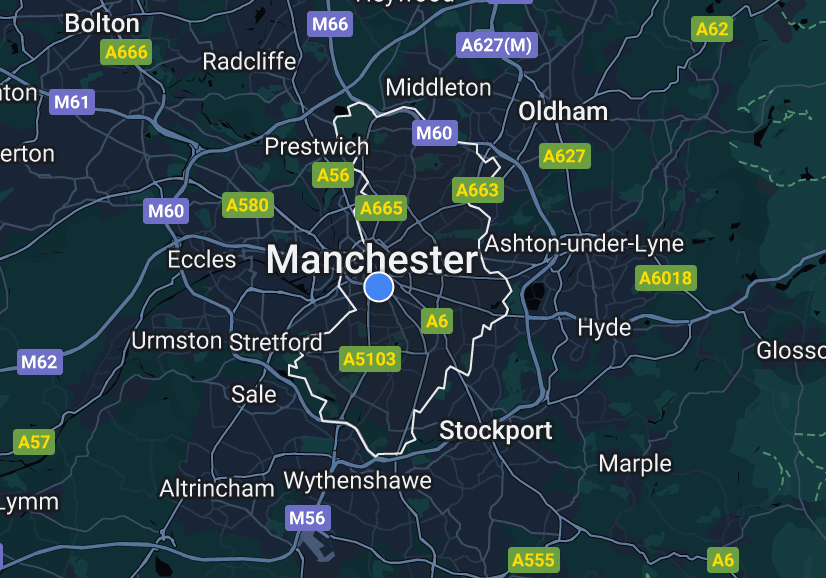 Outline of main area of Manchester