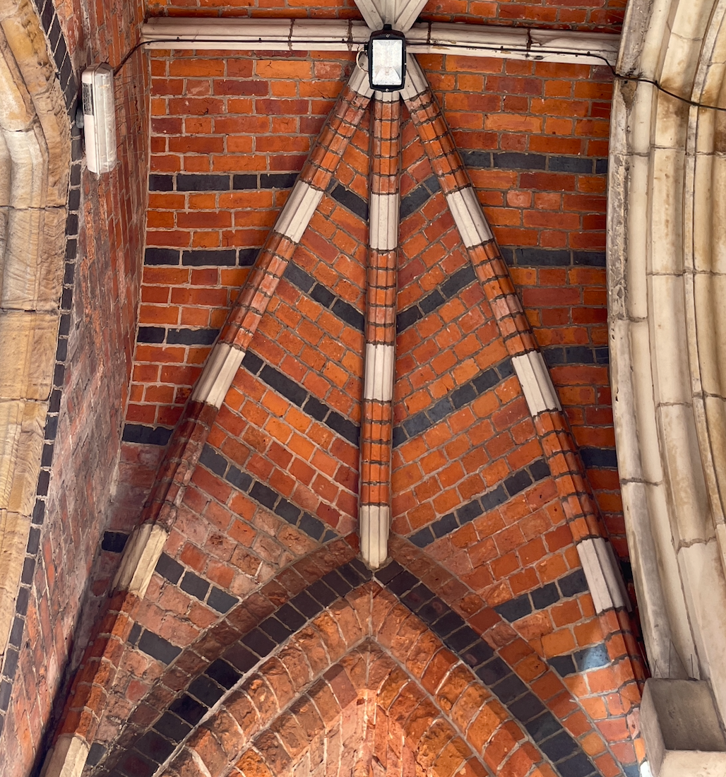Under the arches at the main entrance