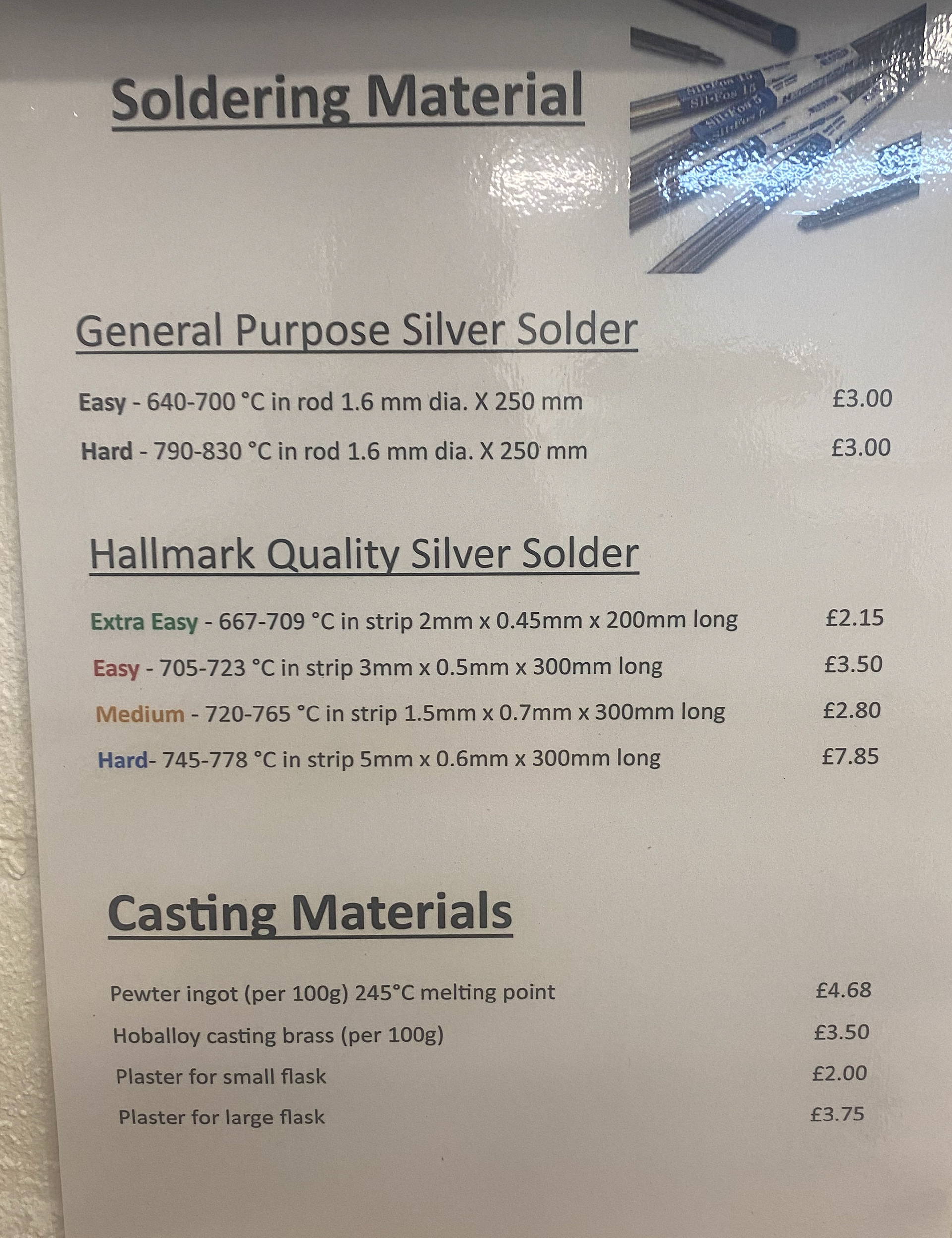 Soldering melting points