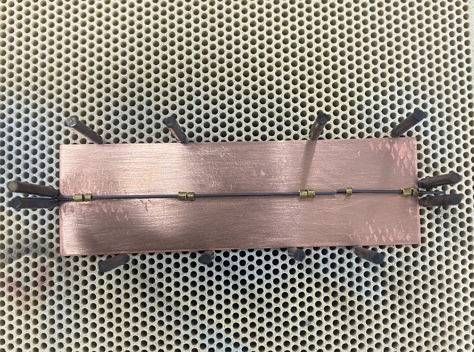 Placing the tube ready to be soldered
