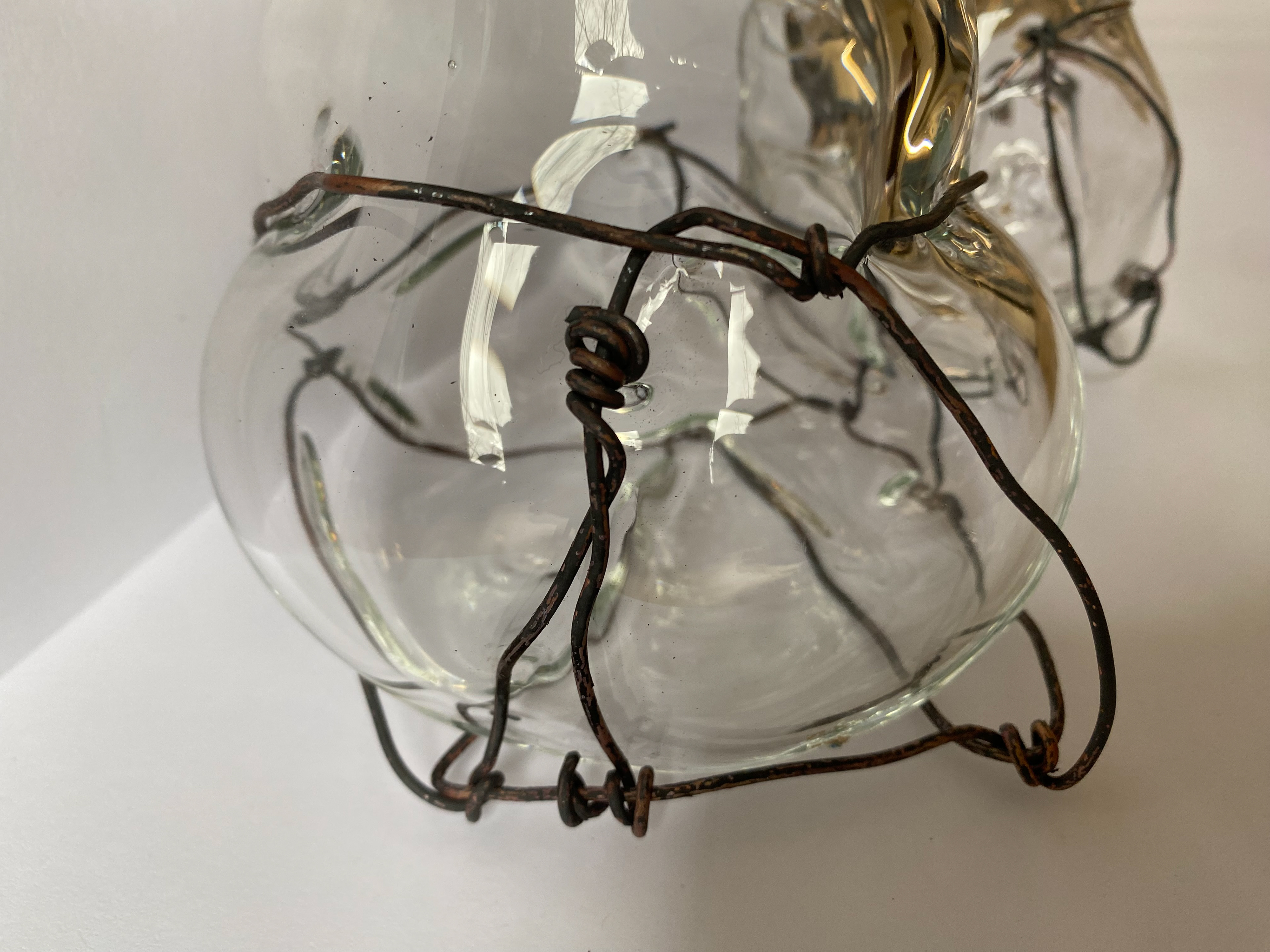 Up close results of the glass blown into copper.