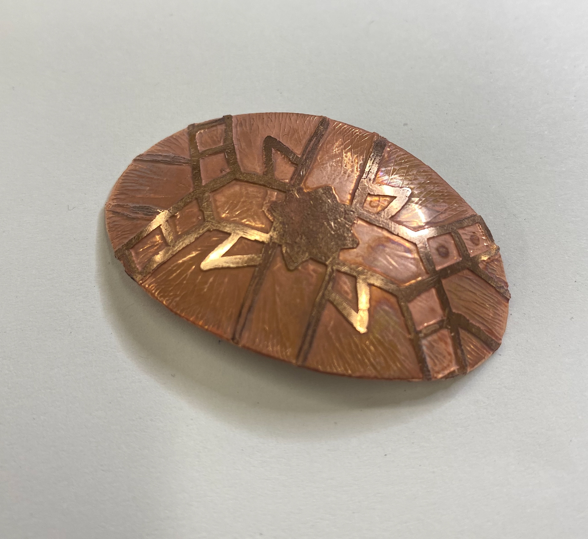 Curved form after being etched