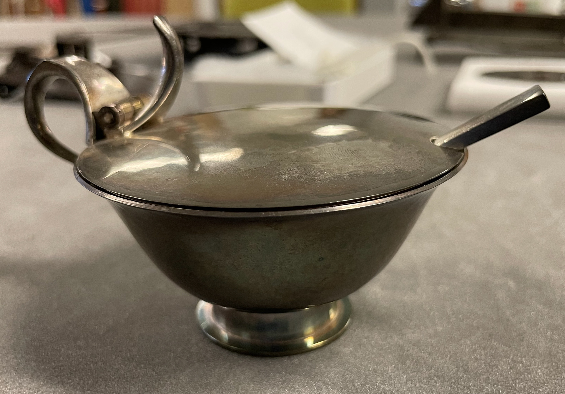 Mustard pot with spoon