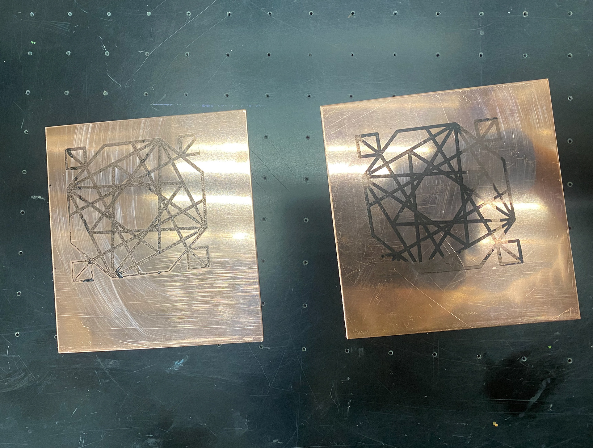 First go at printing, left side acrylic, right side speedball